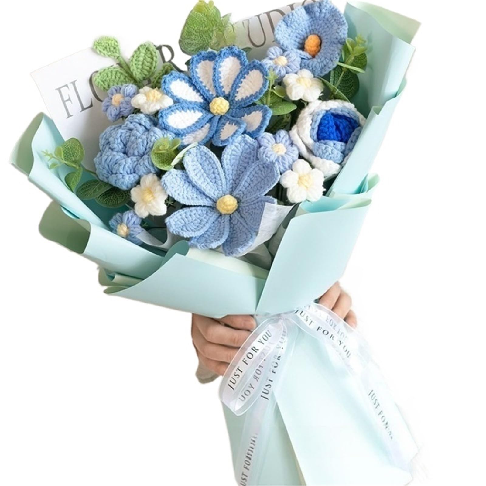 ENWWCH Hand-crocheted Wool Flower, Large Bouquet Of Simulated Flowers, Birthday Gift For Home(Color3)