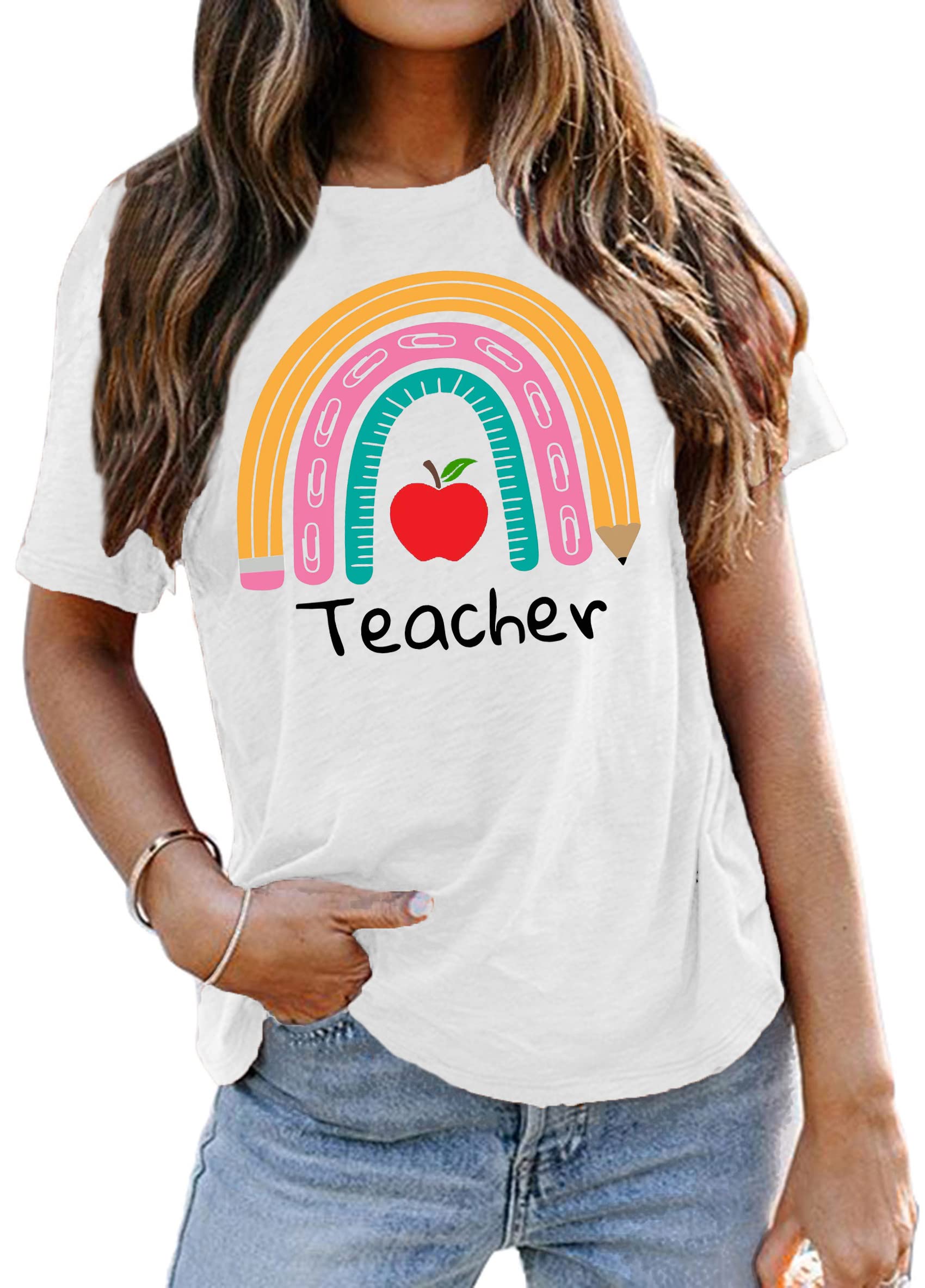 Teacher Shirt For Women - Rainbow Leopard Graphic Tee 'Teach Love Inspire', Gift For Educators, Small - View #8