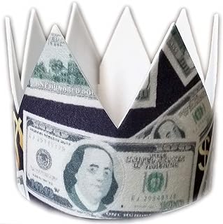 Dollar Dollar Bill Felt Crown Money Cash Crown 100 Dollar Gag Gift for Birthday Party Money Dollar Theme Party Casino Theme Party Decorations