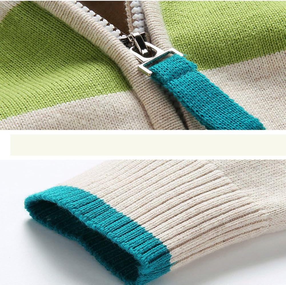 BASADINA Boy Striped Sweater Cardigan -Zipper Up Closure Sweater Jacket for Boys Thick Sweater Long-Sleelve 100% Cotton : Clothing, Shoes & Jewelry
