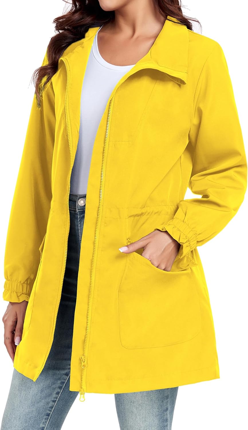 Bloggerlove Women Rain Jacket Waterproof Raincoat with Hood Lightweight Outdoor Windbreaker - Image 6