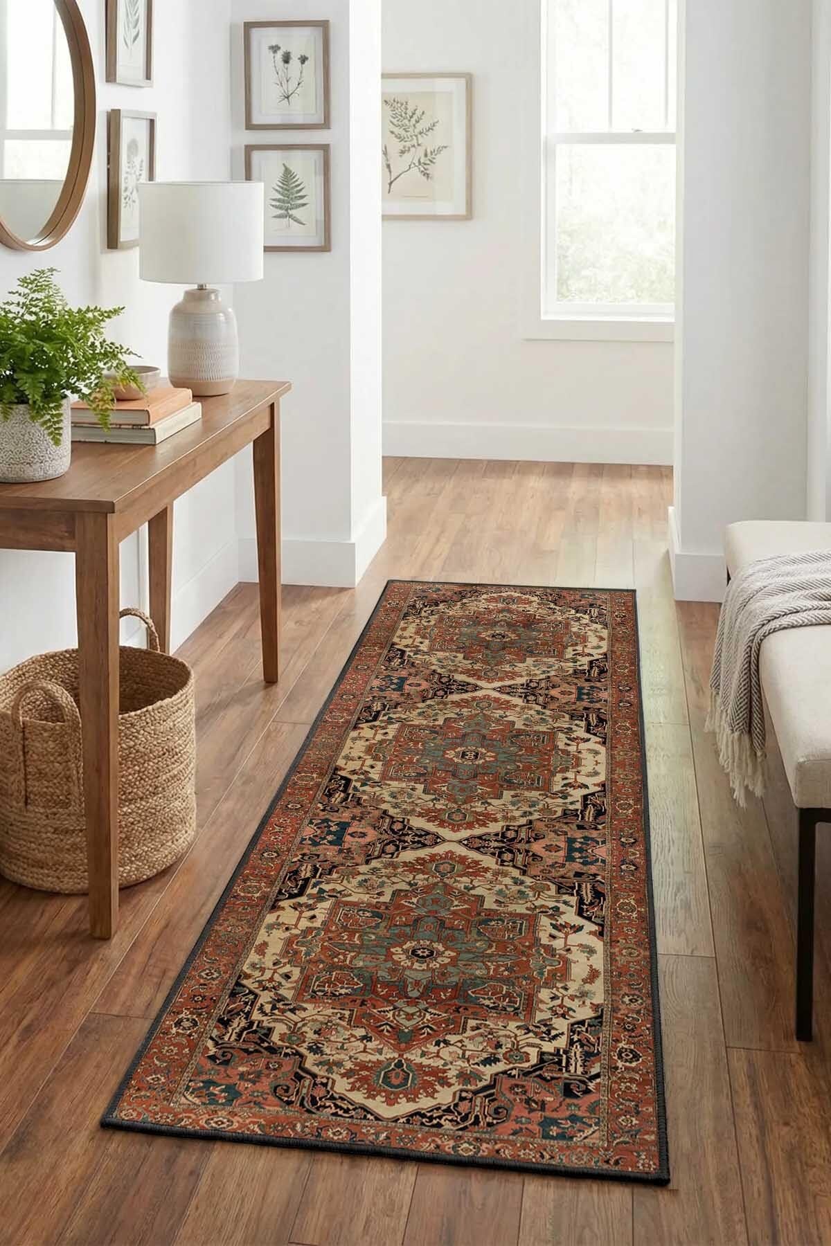 Monnhein Kahve Yolluk Arm-5 - Yıkanabilir, Kaymaz Taban, Dijital Baskılı, Leke Tutmaz, İnce Hav, Modern Koridor, Mutfak, Antre ve Salon için Dekoratif Yolluk