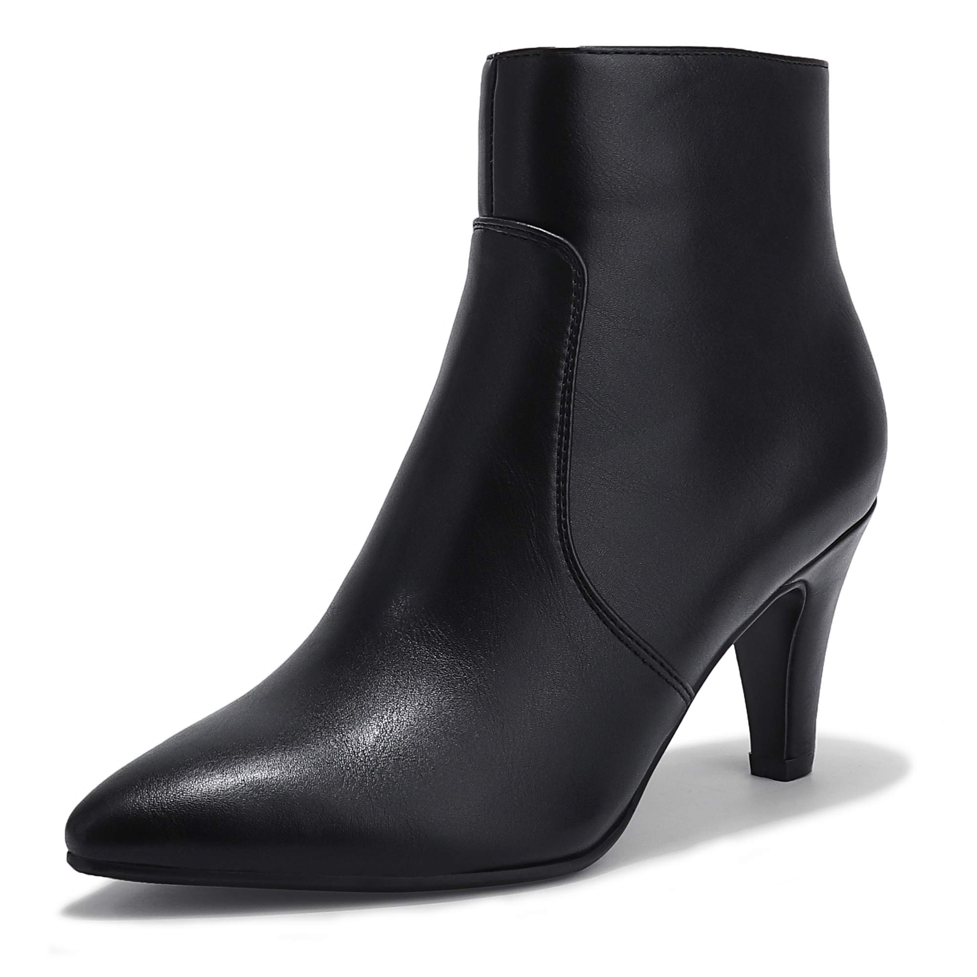 IDIFU Womens CLARA-Z Pointed Toe High Heel Ankle Booties Zipper Buckle Strap Short Boots