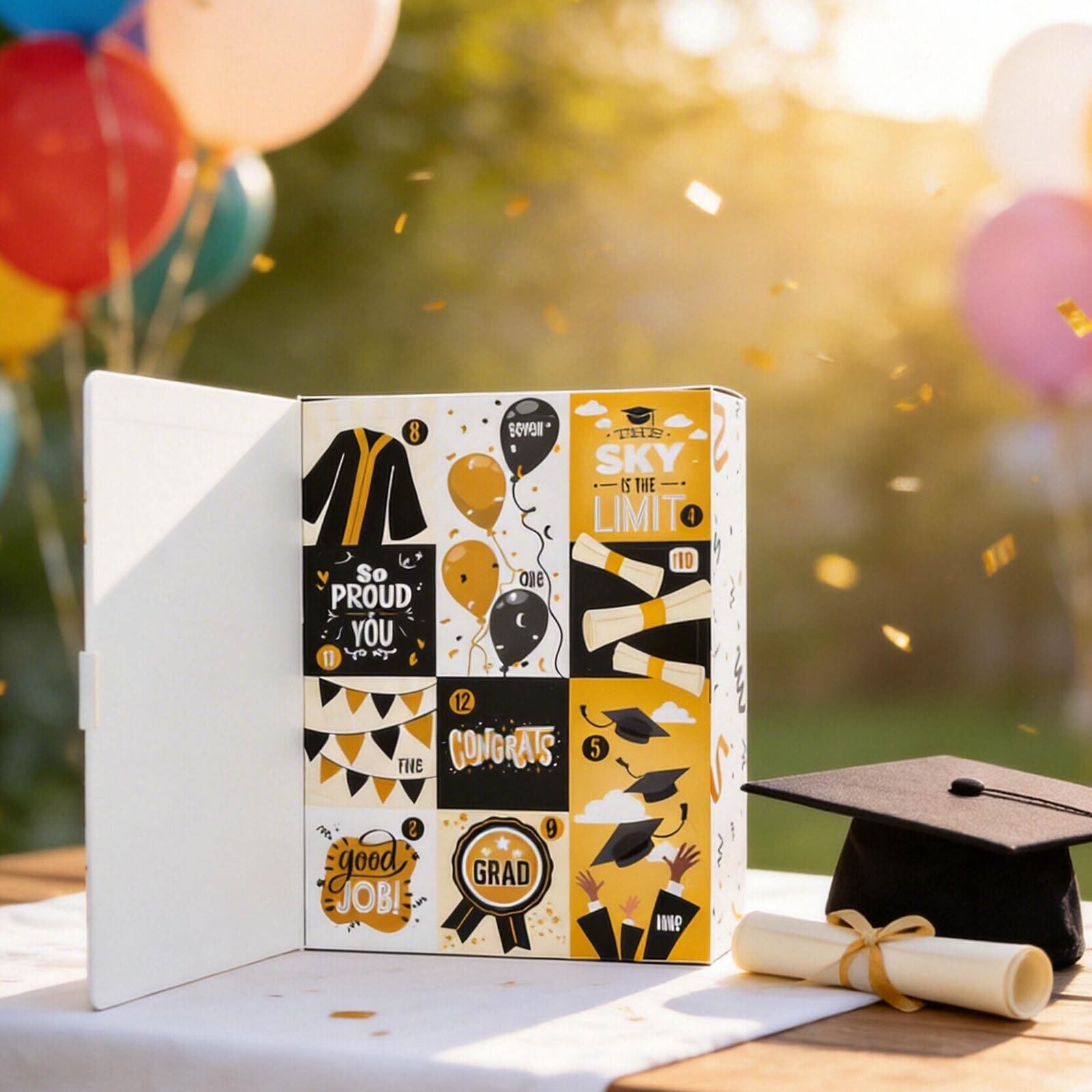 Graduation Countdown Gift Box,12-Days Fillable Surprise Paper Gift Packaging Boxes,Empty DIY Graduation Present Calendar Boxes for Graduates,Gifts Not Included (2) — view 4