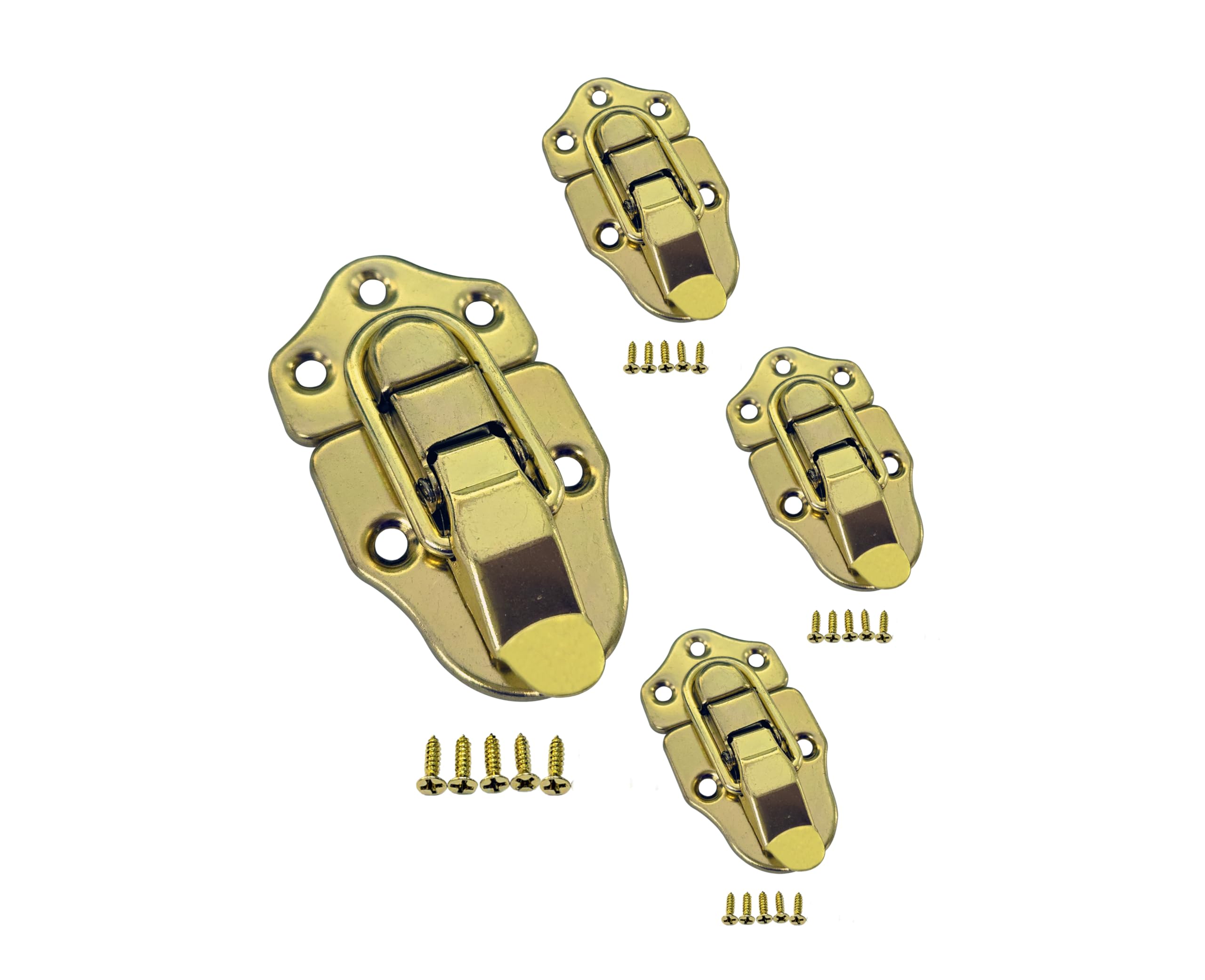 QCAA Toggle Hasp Latch for Small Metal Box, 38mm x 70mm, Brass, Made in Taiwan, 4 Pack