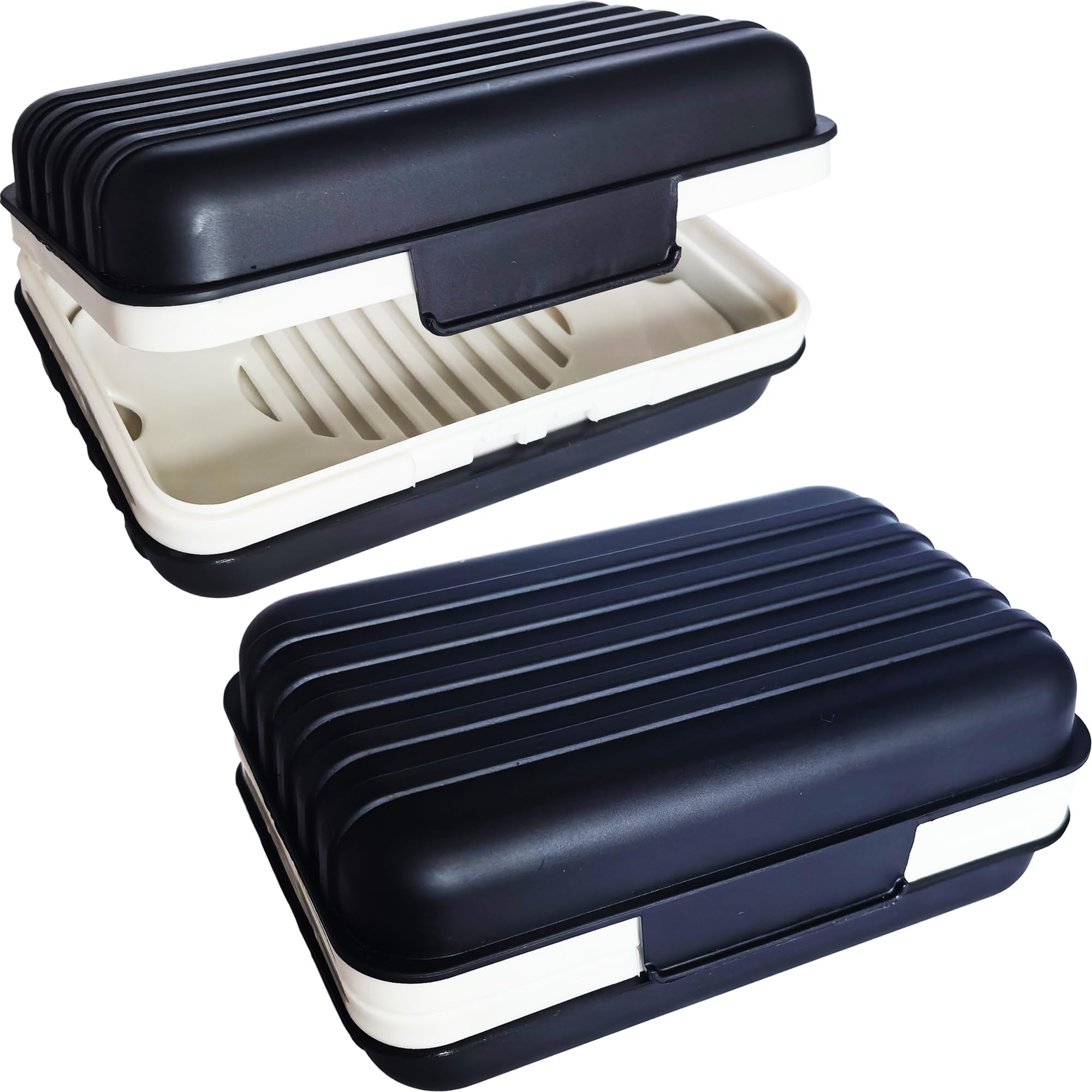 Lofekea 2 Pack Travel Soap Case Soap Dish with Lid Portable Soap Box Container Draining Soap Holder for Traveling, Camping, Shower, Hiking, Gym, Leakproof, Black