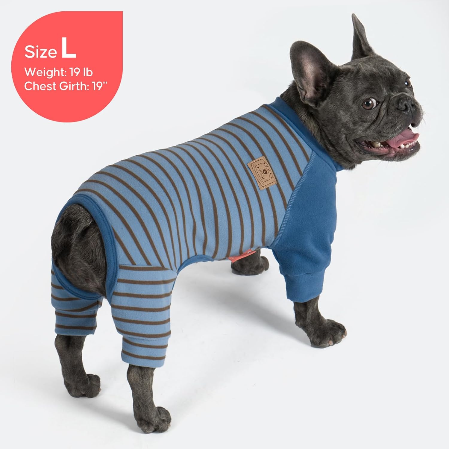 KYEESE Dog Pajamas, Soft Dog Pajamas for Small Medium Dogs Boy Girl, Comfy Dogs PJS Lightweight Onesie Clothes, Stretchy Jammies Pet Sleepwear, Pet Jumpsuit Outfit, Blue Striped, XL