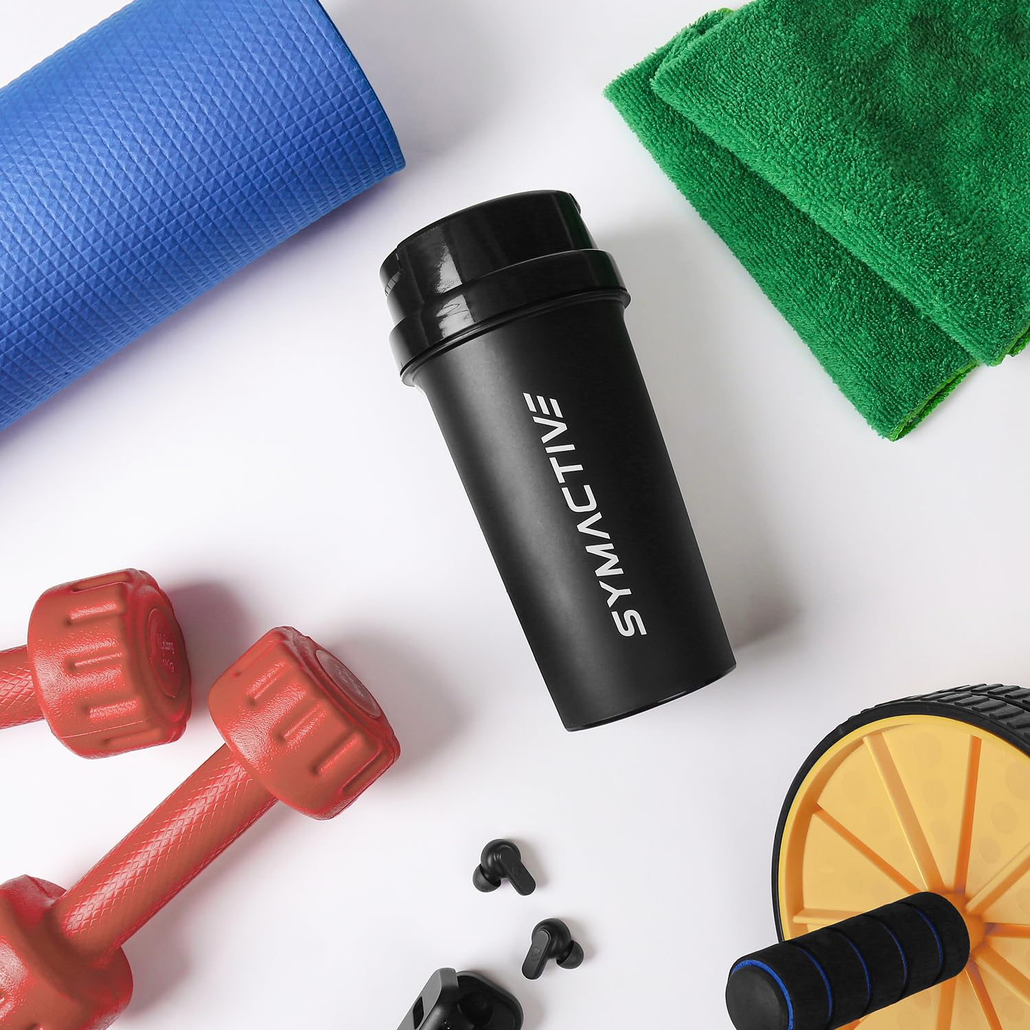 Amazon Brand - Symactive Leakproof Unbreakable Sports Shaker Bottle with Strainer, Anti Odour Large Spout & Flip Lid, BPA-Free (Color: Black, 700 ml),Plastic - Image 2 thumbnail