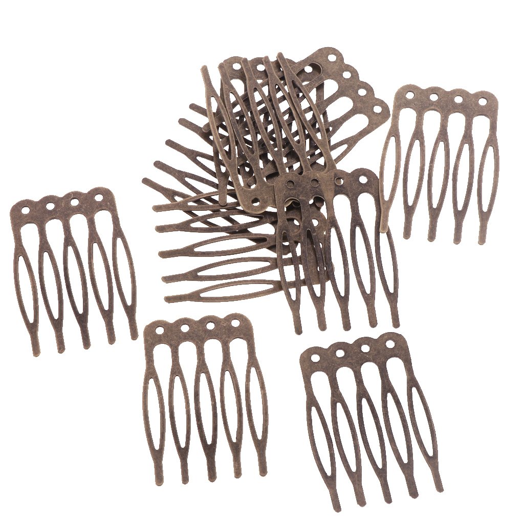 Fityle 10pcs Antique Silver Gold Bronze Tone Metal Hair Side Combs Clips Pins 2.7/5.6cm for DIY Jewelry Finding Crafts - Bronze, 2.7cm : Beauty & Personal Care