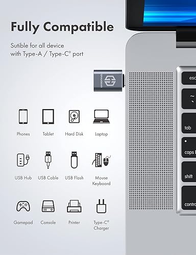 Miniatura 7 de GRAUGEAR Adaptador USB C macho a USB A hembra, paquete de 2, soporte de transferencia de datos de 10 Gbps, adaptador USB 3.2 Gen 2 USB C a USB,