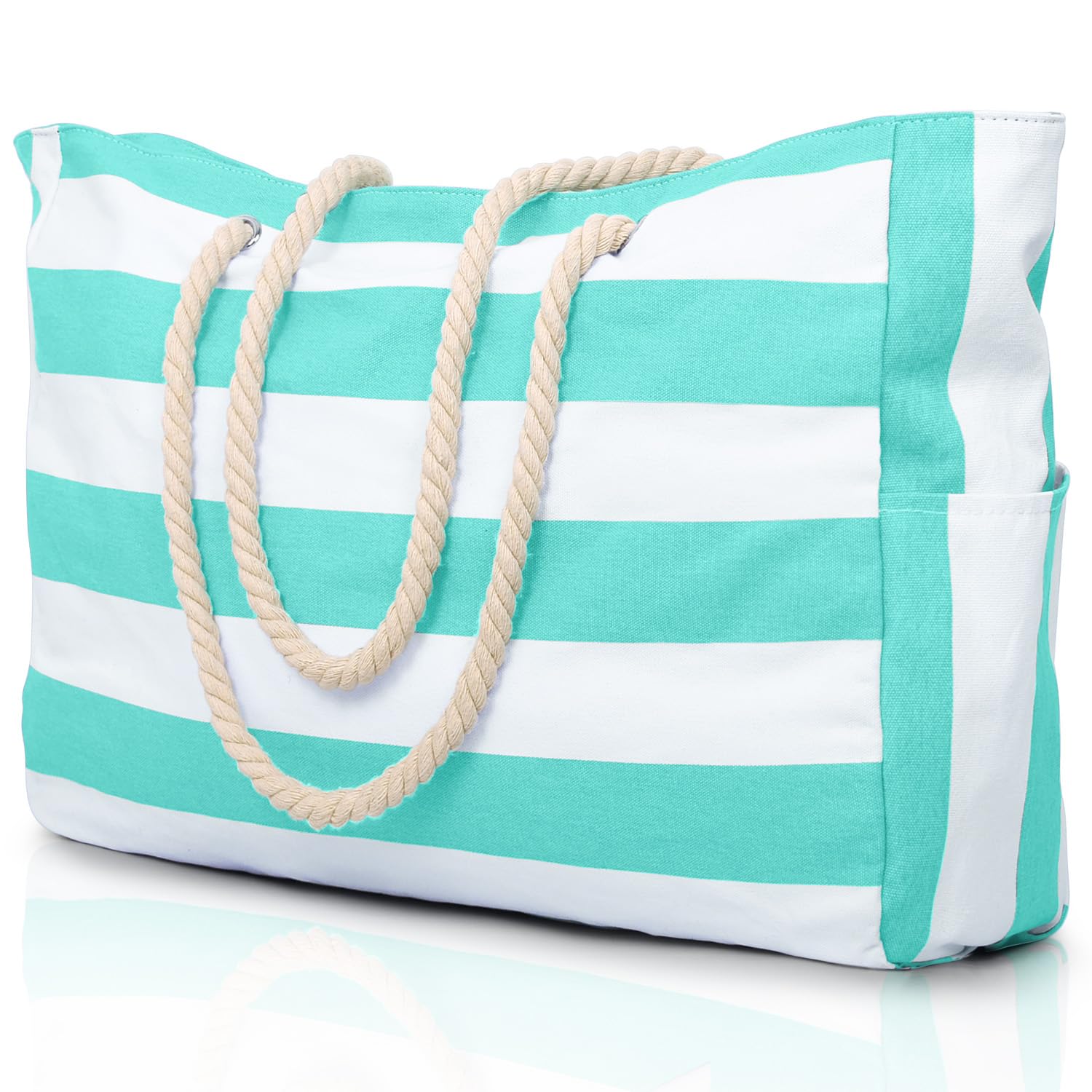 oscaurt Strandtasche Streifen Tote Bag Badetasche Wasserdicht Strandtasche Groß mit Reißverschluss Shopper Tasche Damen Strandtasche XXL Familie Einkaufstasche Umhängetasche Uni tasche Reisetasche