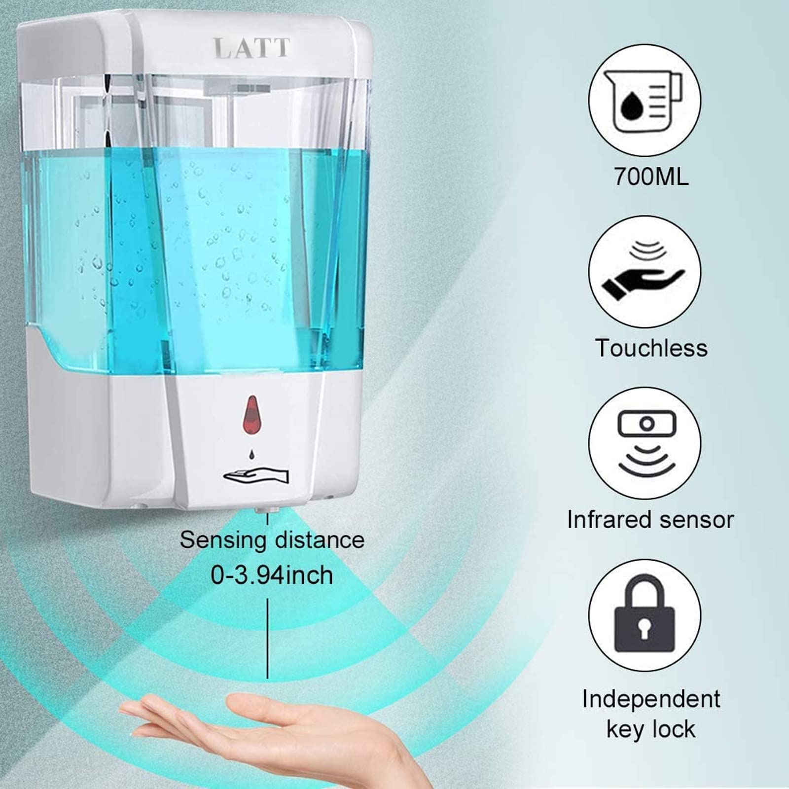 Buy LATT Automatic Soap Dispenser Wall Mount, Hand Sanitizer Dispenser