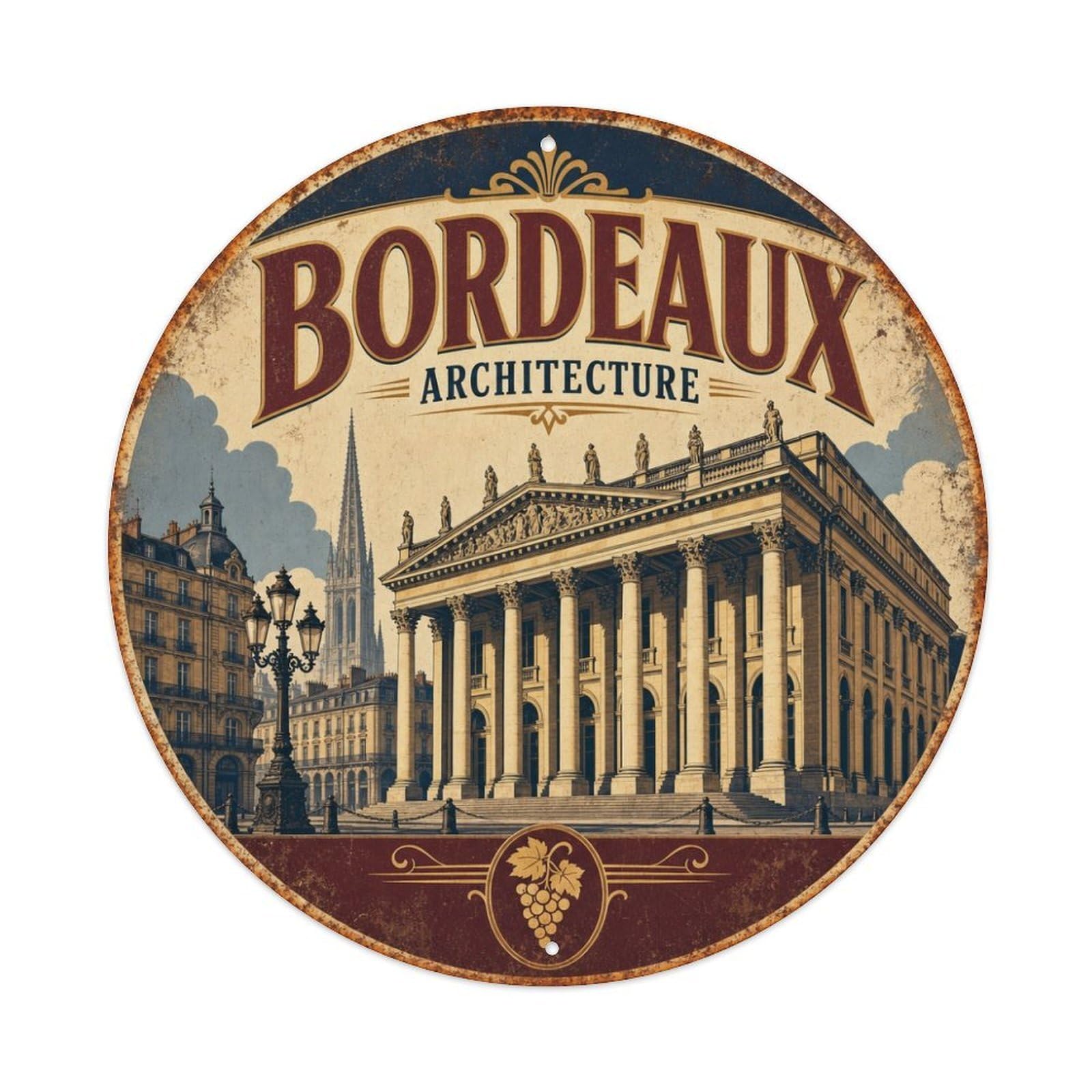 Culture Travel Architecture Bordeaux France Metal Tin Sign