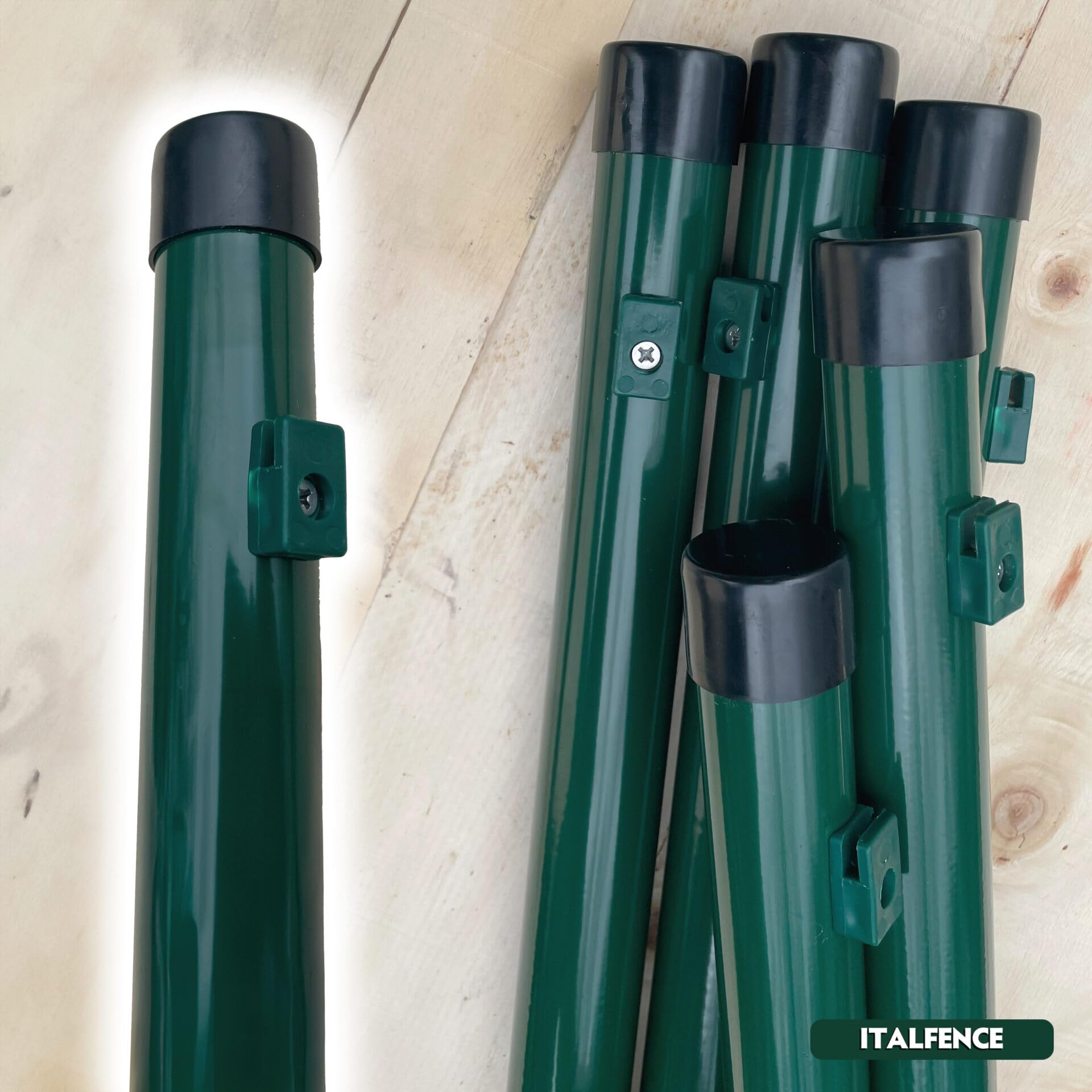 Poste tubo redondo para cercado, plastificado verde (Todas las alturas) [H 200cm, Ø48mm, 10 piezas]