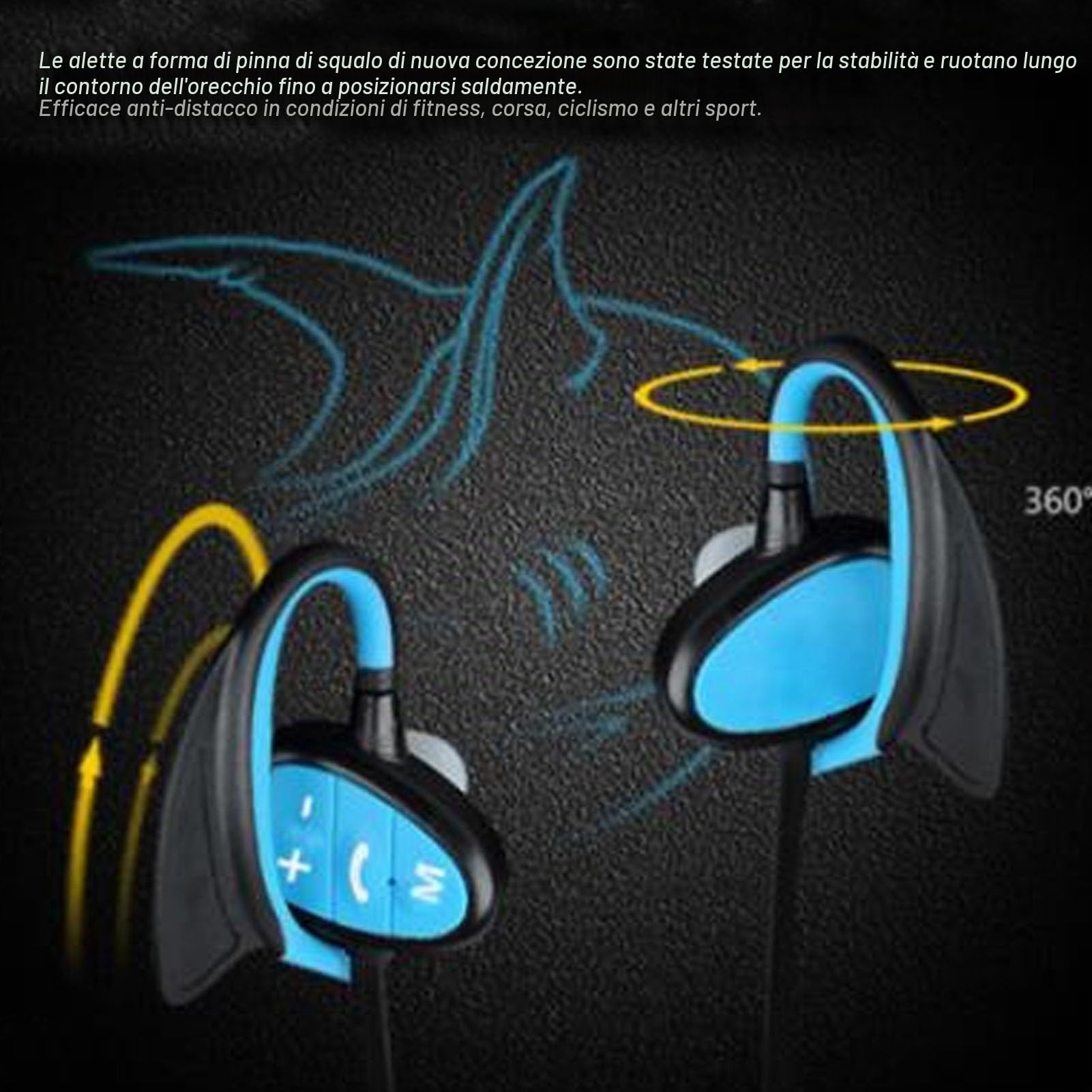 Jiawu Cuffie da Nuoto IPX8 Impermeabili, Auricolari In-ear Bluetooth 5.0, Cuffie Sportive per Nuoto, Corsa e Ciclismo (Blue)