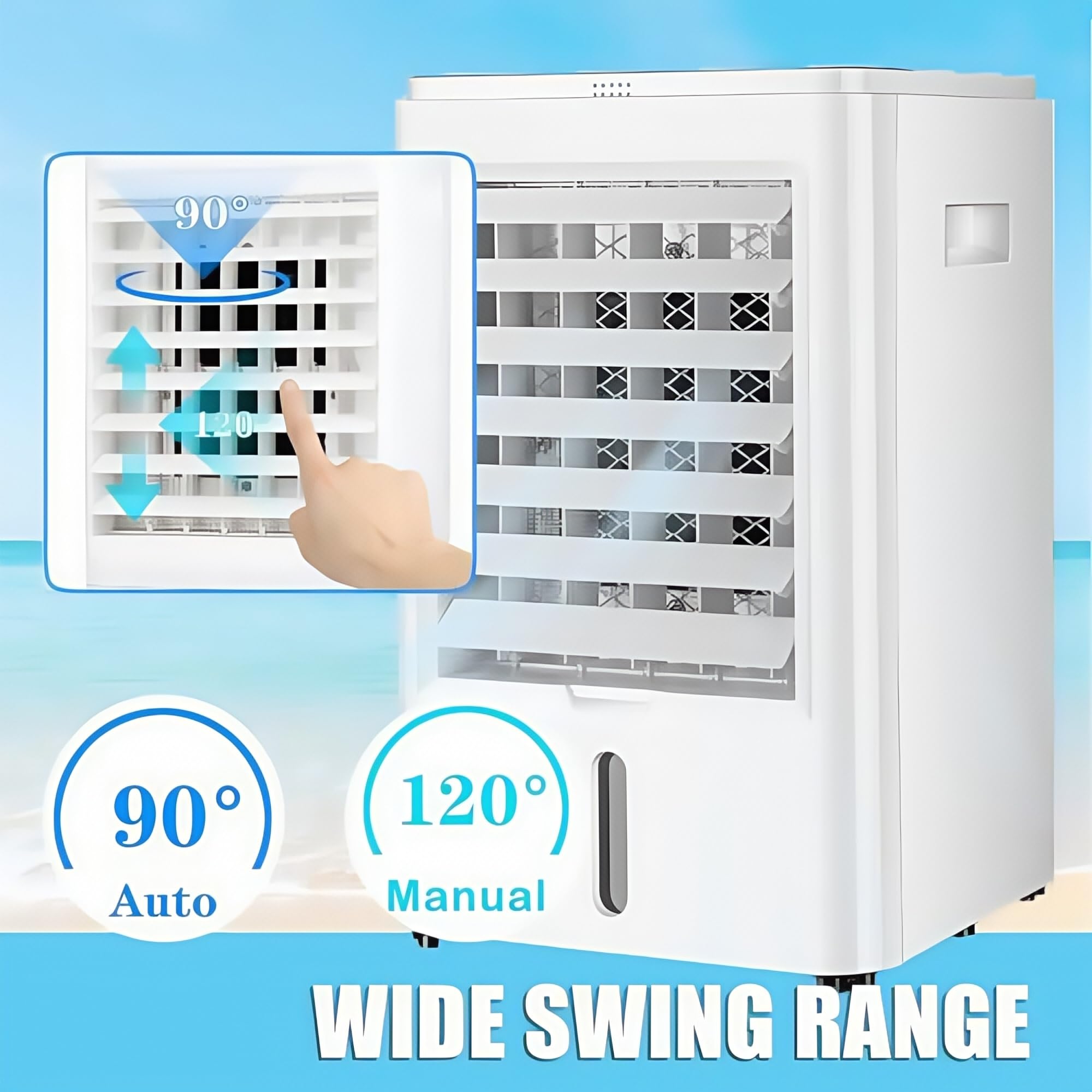 Aire acondicionado portátil - Mini enfriador evaporativo, para vehículos, 24 V, con ventilador de refrigeración, ideal para autocaravanas y camiones, con 3 velocidades de viento y temporizador.