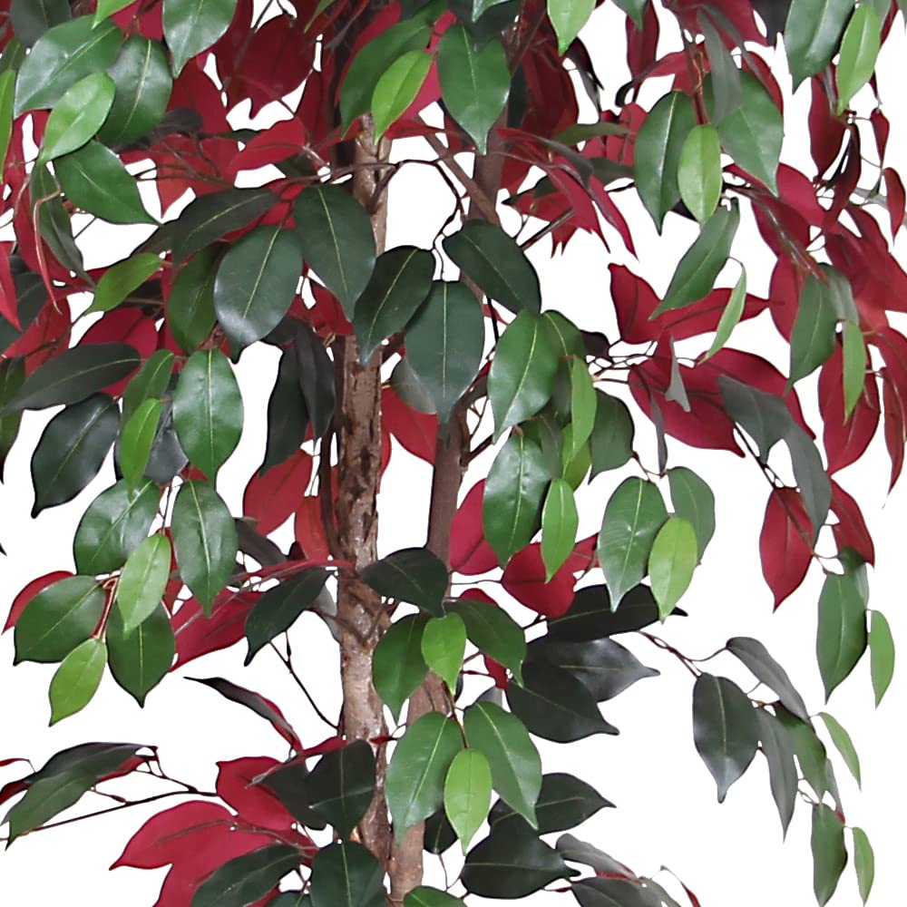Decovego Sztuczny Ficus Benjamin, sztuczna roślina, sztuczne drzewo 150 cm, z pniem z prawdziwego drewna, do pomieszczeń mieszkalnych i biurowych, łatwe w pielęgnacji i wiecznie zielone