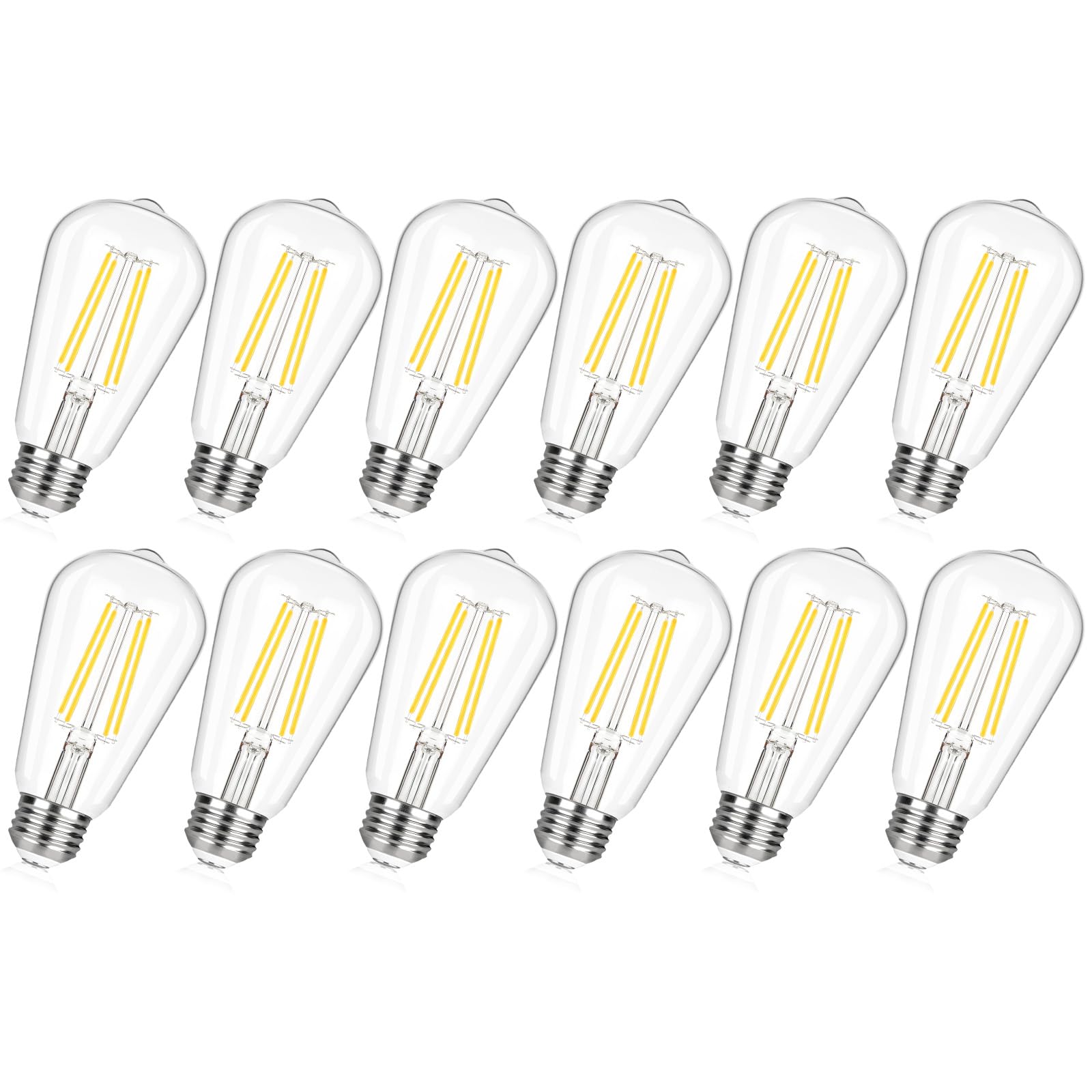 12-Pack Vintage LED Edison Bulbs 60W Incandescent Equivalent ST58 LED Light Bulbs 5000K Daylight White 6 5W 900LM
