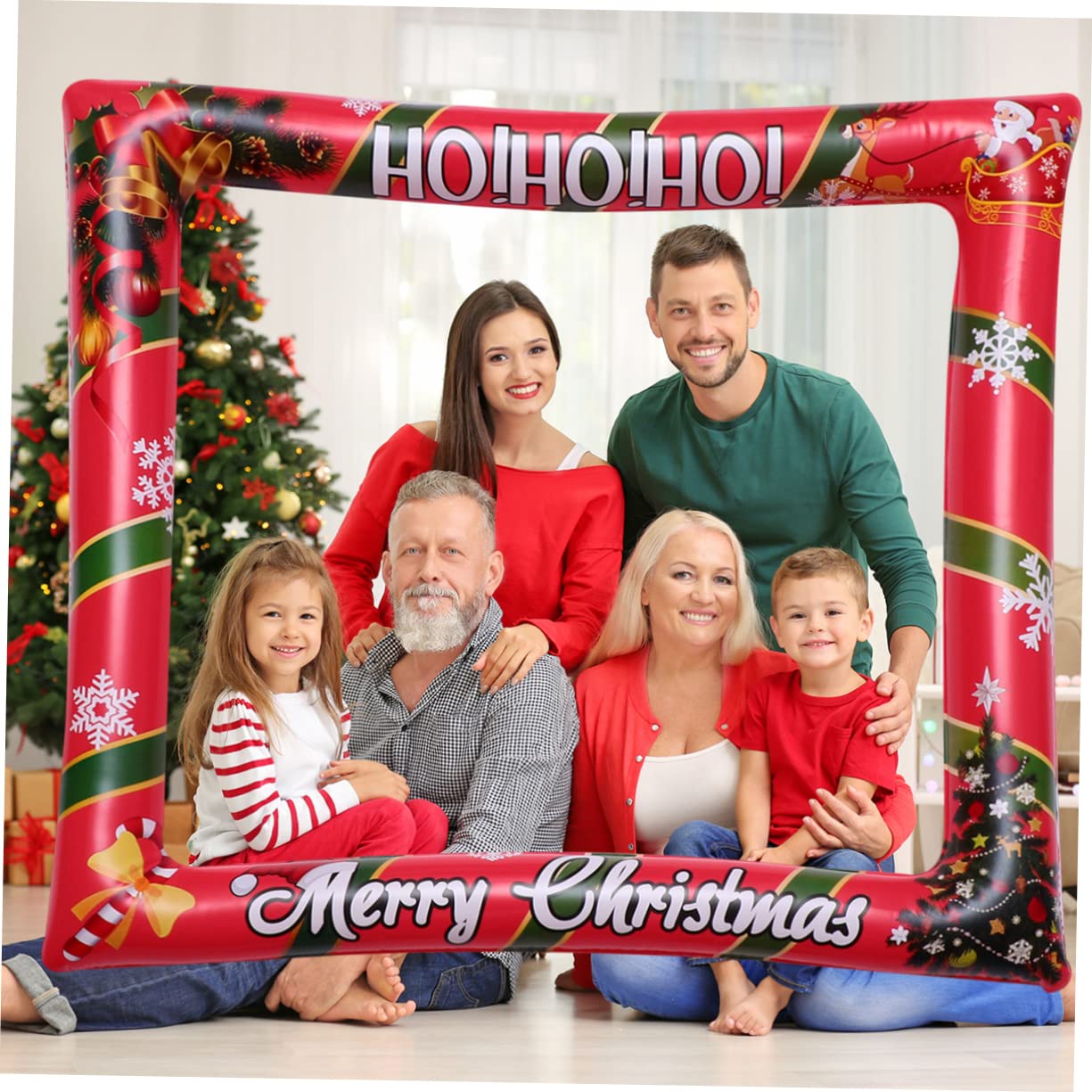 PRETYZOOM 3 STK Aufblasbare Fotorahmen-fotorequisiten Weihnachts-Selfie-Requisiten Weihnachtsmann Weihnachts-Selfie-fotorahmen Urlaub Fotoautomat Requisiten Weihnachtsbedarf Rot Das Haustier