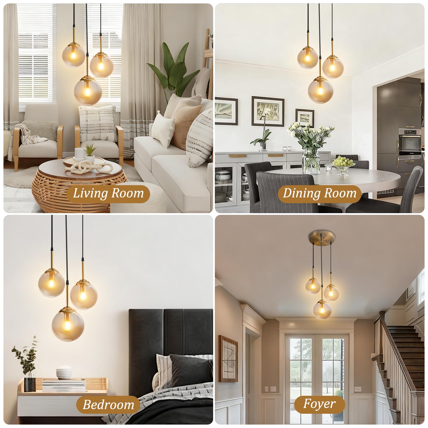 Lustre moderne en métal de luxe nordique créatif transparent/fumé gris/ambre boule de verre lampe suspendue cluster e14 îlot de cuisine salon salle à manger chevet simple lampe suspendue