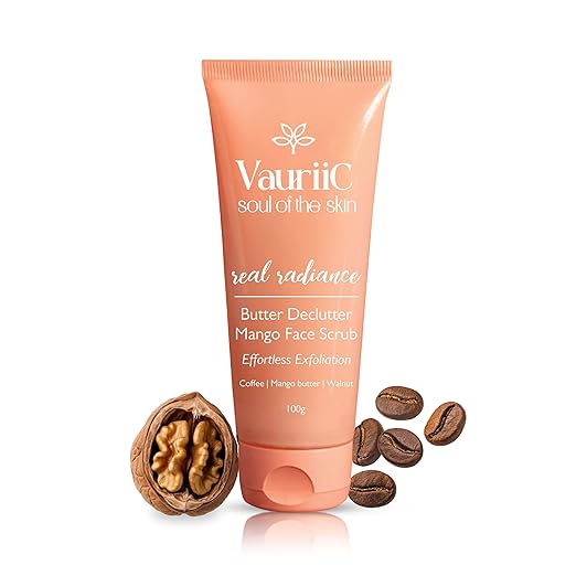 VauriiC Coffee & Walnut De Tan Face Scrub 100 gm | For Exfoliation | Reduces Dead Skin, Blackhead & Whitehead | Give Glowing Skin & Controls Excess Oil | With Coffee, Walnut & Mango Butter | 100% Vegan | Paraben & Sulphate Free | for Men & Women | All Skin Types