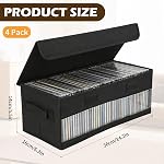 4 Pack CD Storage Boxes - CD Case Holder with Stackable Dustproof Lid Transparent Visible PVC Window, 14.2 x 6.3 x 5.5 Inches DVD Storage, Organizer for Blu-ray Discs, Movies, Game Discs