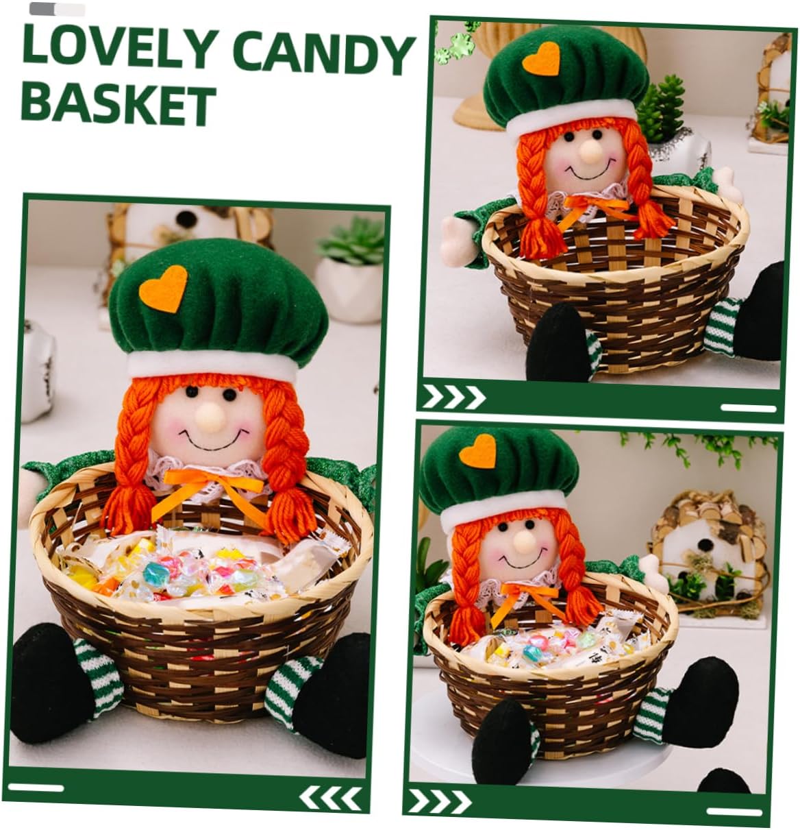 Garneck Patrick's Day Candy Holder Basket Festive Snack Organizer for Dining Table Versatile Storage for Smooth Edges for Treats and