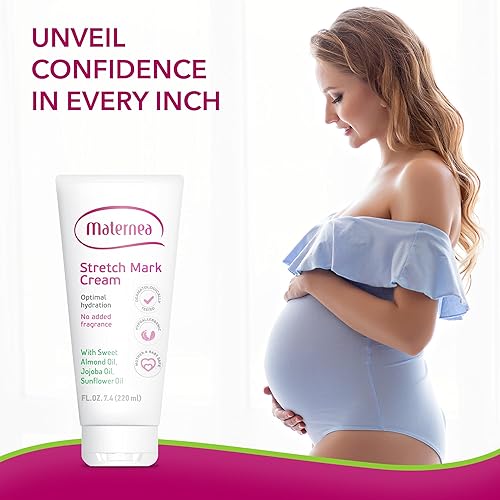 Miniatura 7 de Crema para estrías para el embarazo  Cuidado nutritivo de la piel de maternidad con almendra, aceites de jojoba, vitaminas C y E  Ayuda a hidratar y