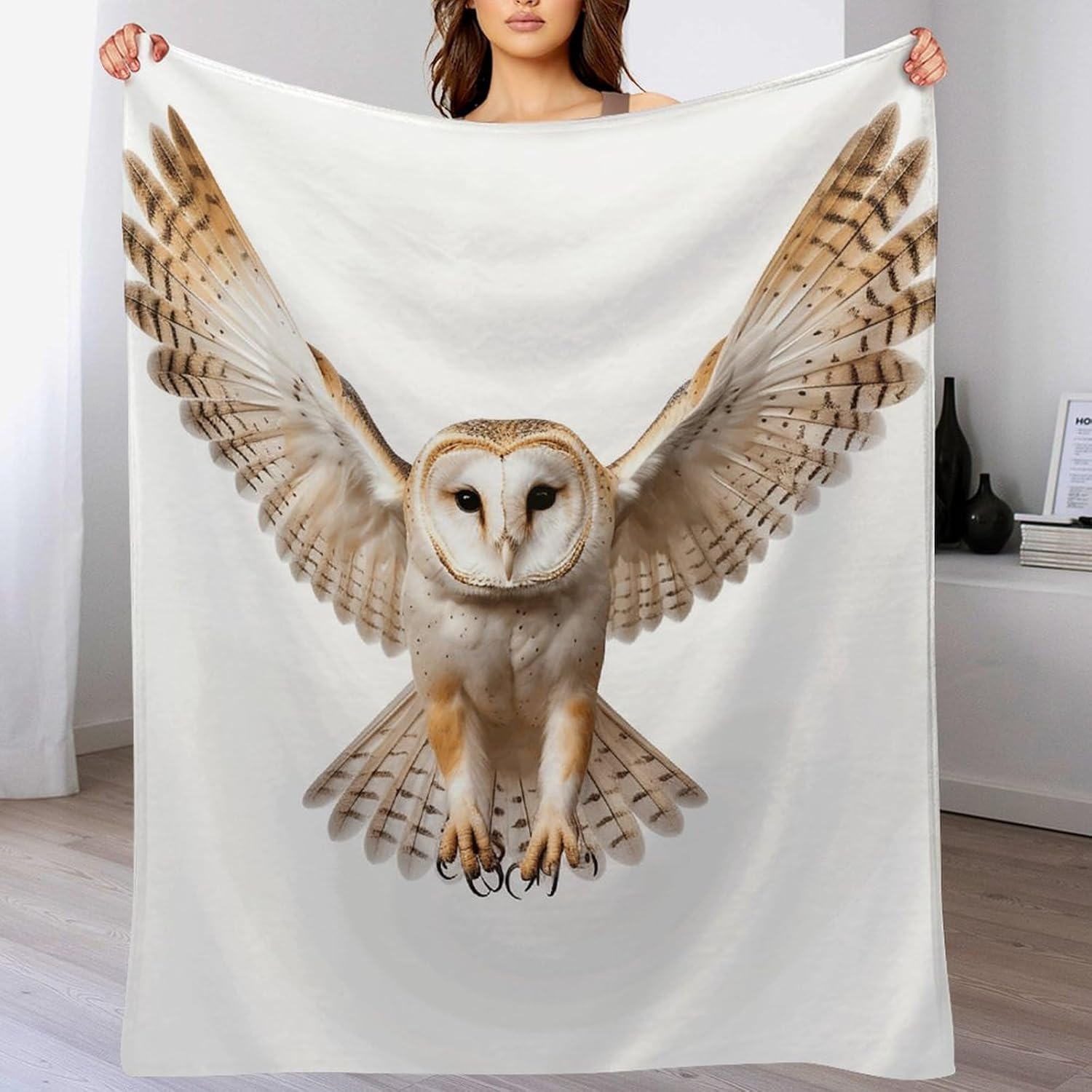 Ultra-Soft Micro Fleece Blanket A Barn Owl Throw Blanket Lightweight Flannel Fuzzy Blanket Soft Cozy Air Conditioning Quilt Warm Throw Blanket All Seasons for Bed Couch Living Room Sofa 50"x60"