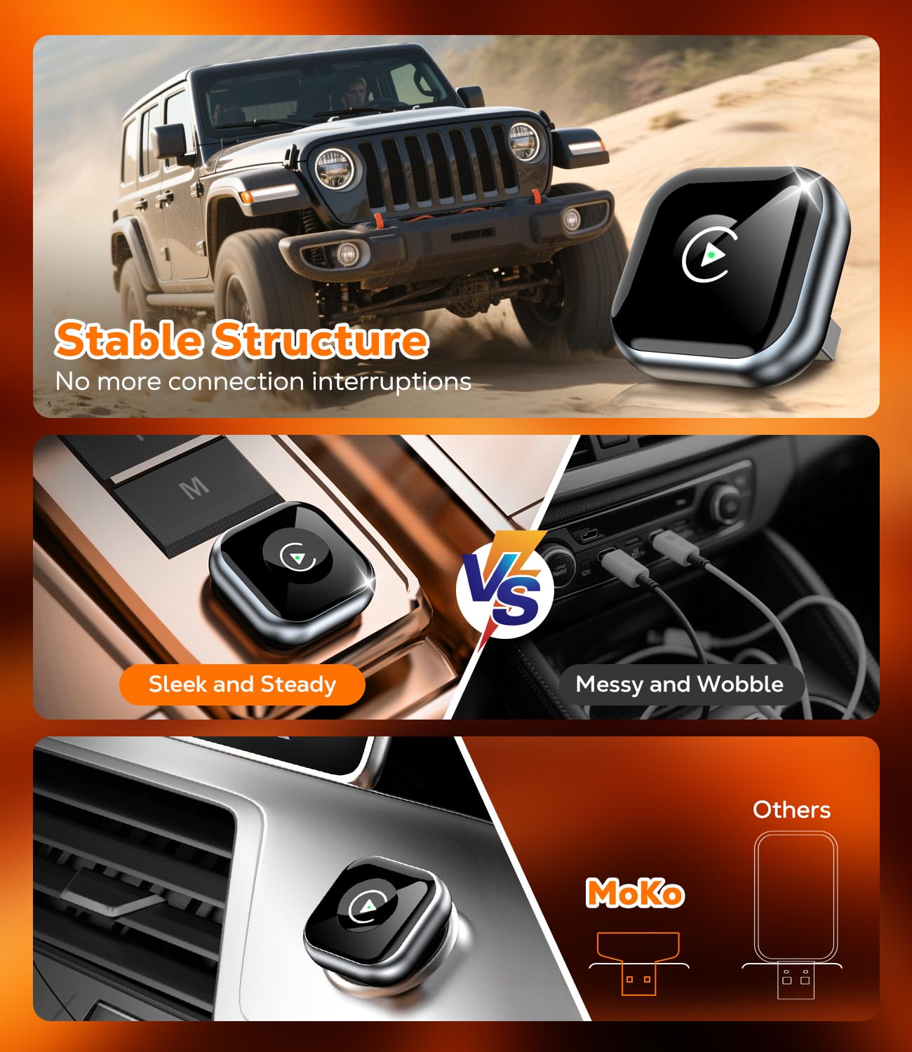 Adattatore CarPlay wireless SOLO per Apple CarPlay Cablato installato In Fabbrica & iOS 10+ – Converte Car Play Cablato in Wireless – USB C/A Plug & Play, Super Mini, Connessione Bluetooth Stabile