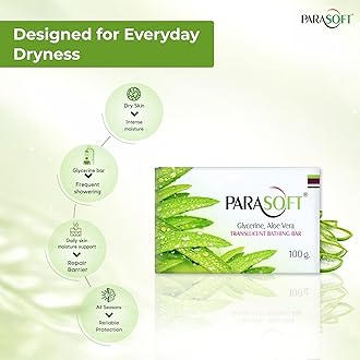 Parasoft Translucent Bathing Bar – 100 g for Dry Skin Care with Glycerine, Aloe Vera & Vitamin E – Gentle Daily Cleansing Soap for Sensitive Skin
