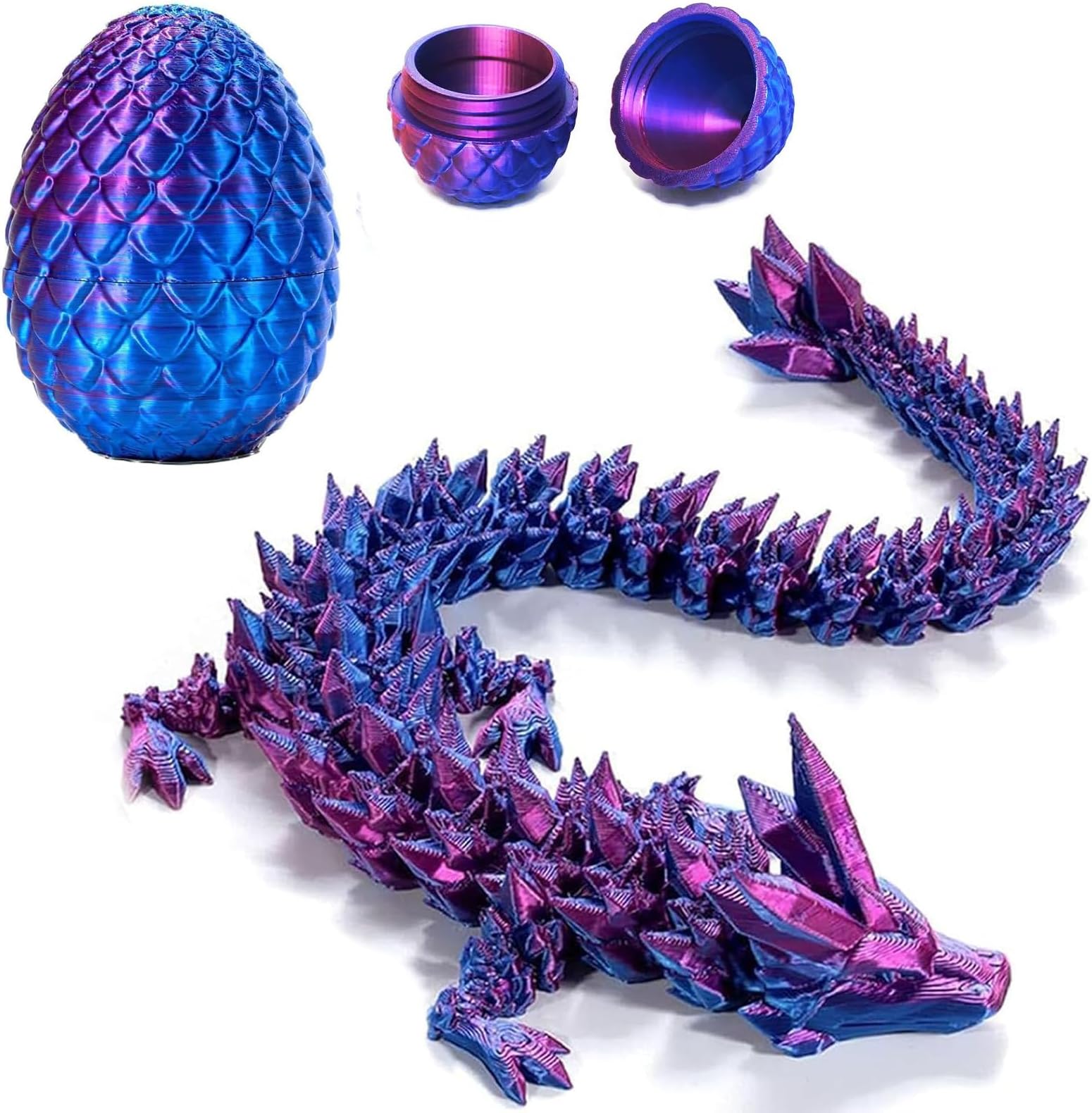 Generic 3D Printed Dragon in Egg,Full Articulated Dragon Crystal Dragon with Dragon Egg,Flexible Joints Home Decor Executive Desk,Home Office Decor Executive Desk, YJ3D-KLD