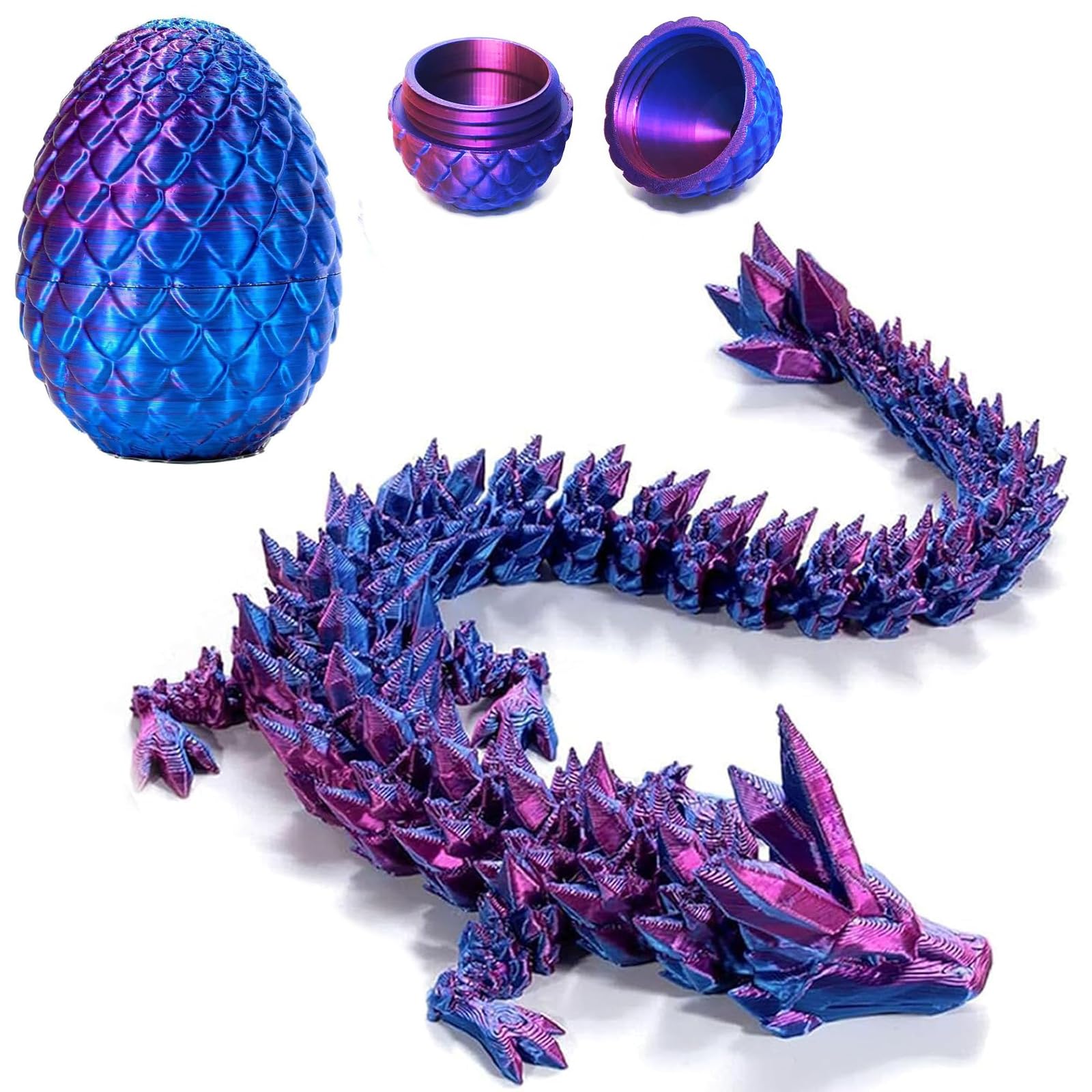 Generic 3D Printed Dragon in Egg,Full Articulated Dragon Crystal Dragon with Dragon Egg,Flexible Joints Home Decor Executive Desk,Home Office Decor Executive Desk, YJ3D-KLD