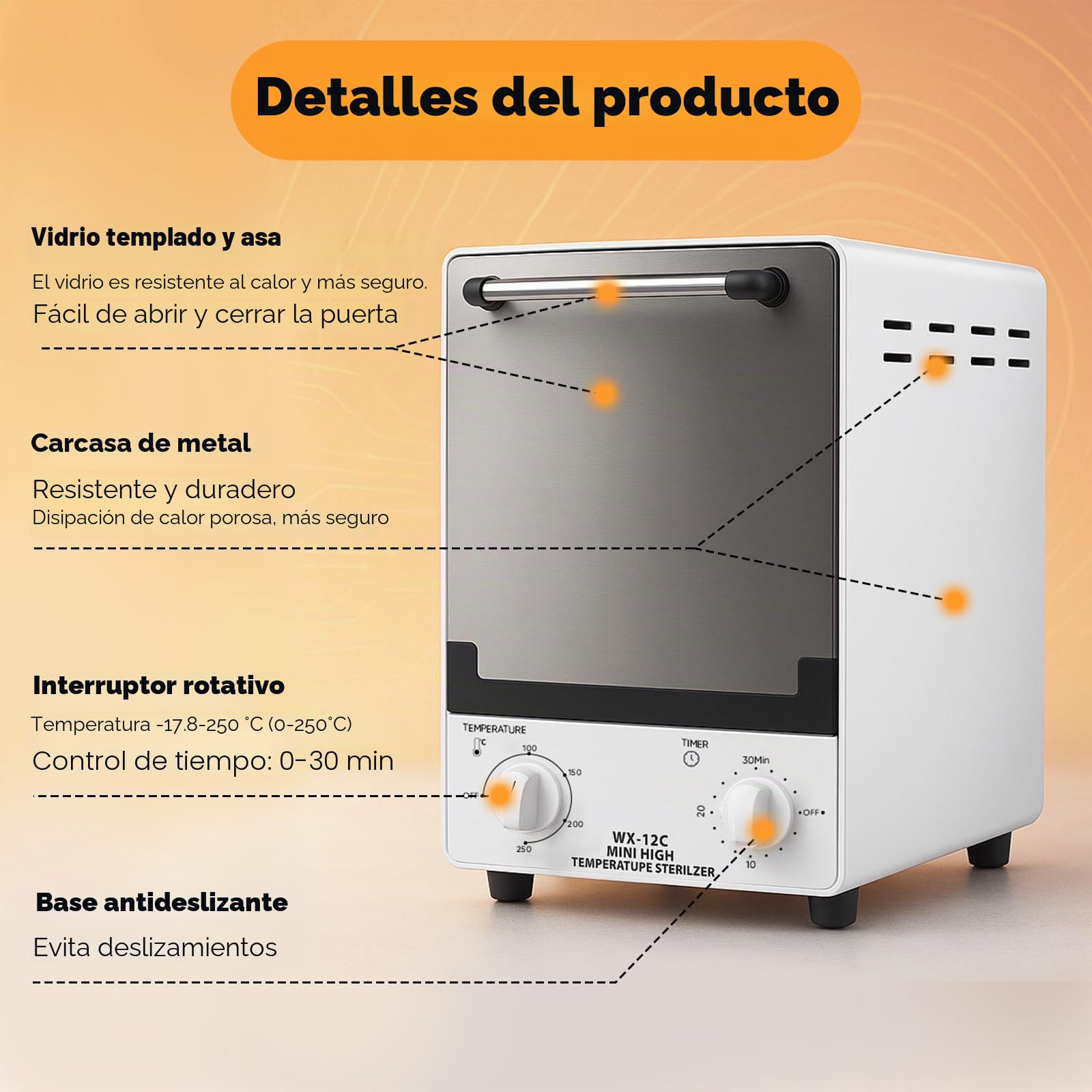 Esterilizador de alta temperatura,12L Esterilizador manicura, Autoclave esterilizador infrarrojo,control de temperatura tiempo ajustable,adecuado para salones de belleza,peluquerías,clínicas dentales
