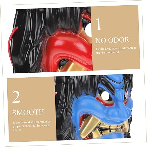 Miniatura 4 de BESTOYARD Máscara de fiesta para decoración de 2 piezas, máscara de silicona de demonio diablo, samurái japonés, disfraz de Halloween, accesorios de
