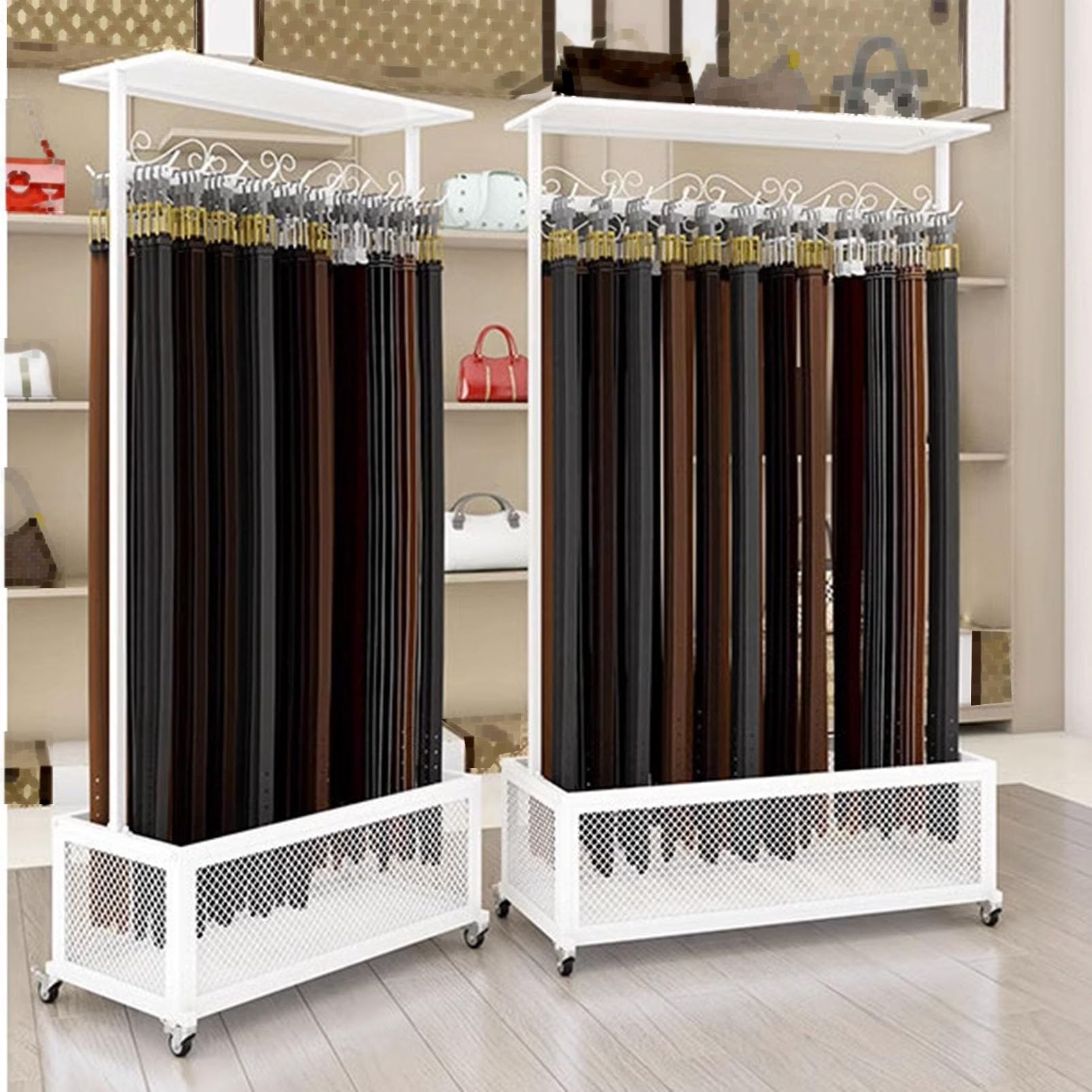Gürtelaufhänger, Schmuckständer, doppelseitiger Metall-Organizer für Schrankaufbewahrung, robustes Regal für Krawatten, Schals, Schals und Zubehör