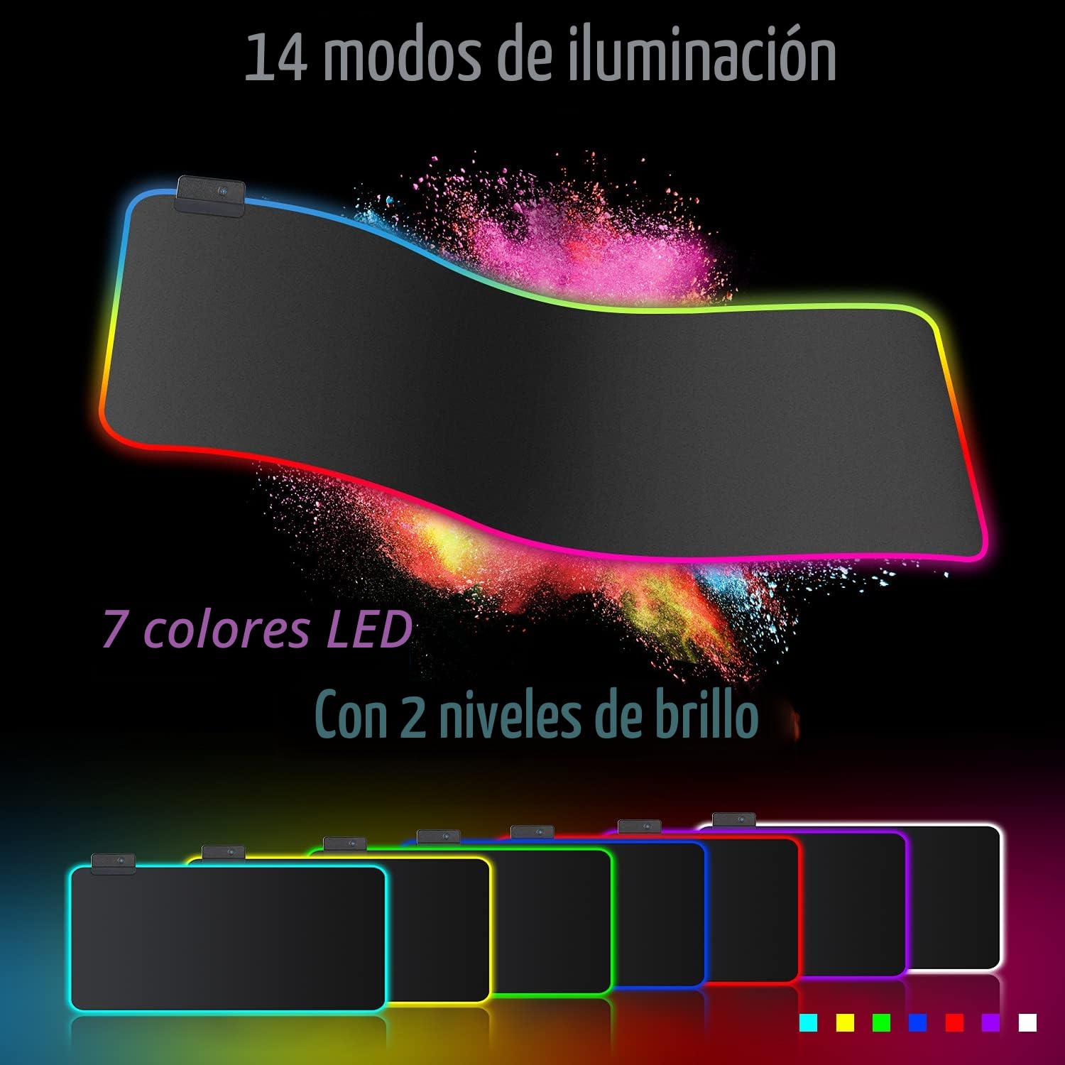 Realky Alfombrilla de Ratón RGB, 800×300mmTapete de Juego Extra Grande, Alfombrilla Raton LED 14 Efectos de Iluminación Impermeable Antideslizante, Alfombrilla Ratón Gaming para Gamers, PC y Portátil