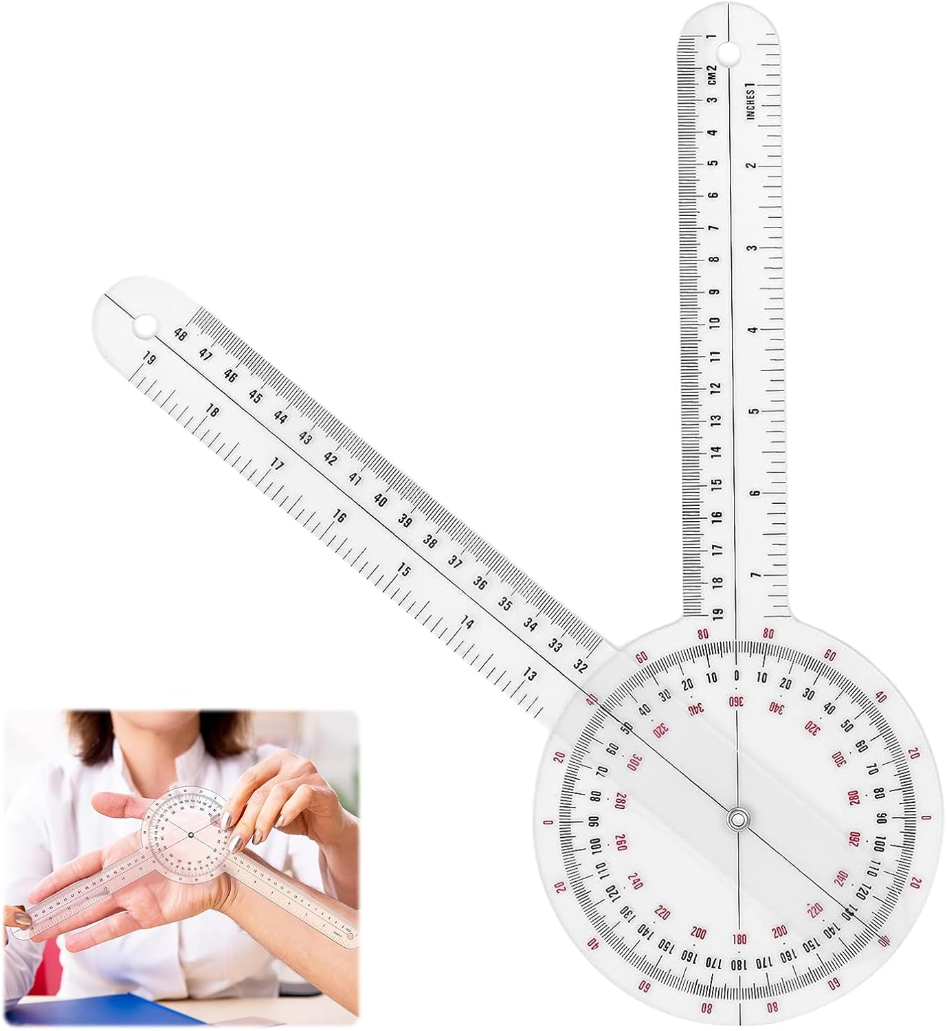 1PCS Goniometer Physiotherapy Tool 360-Degree Precise 360 Protractor ...