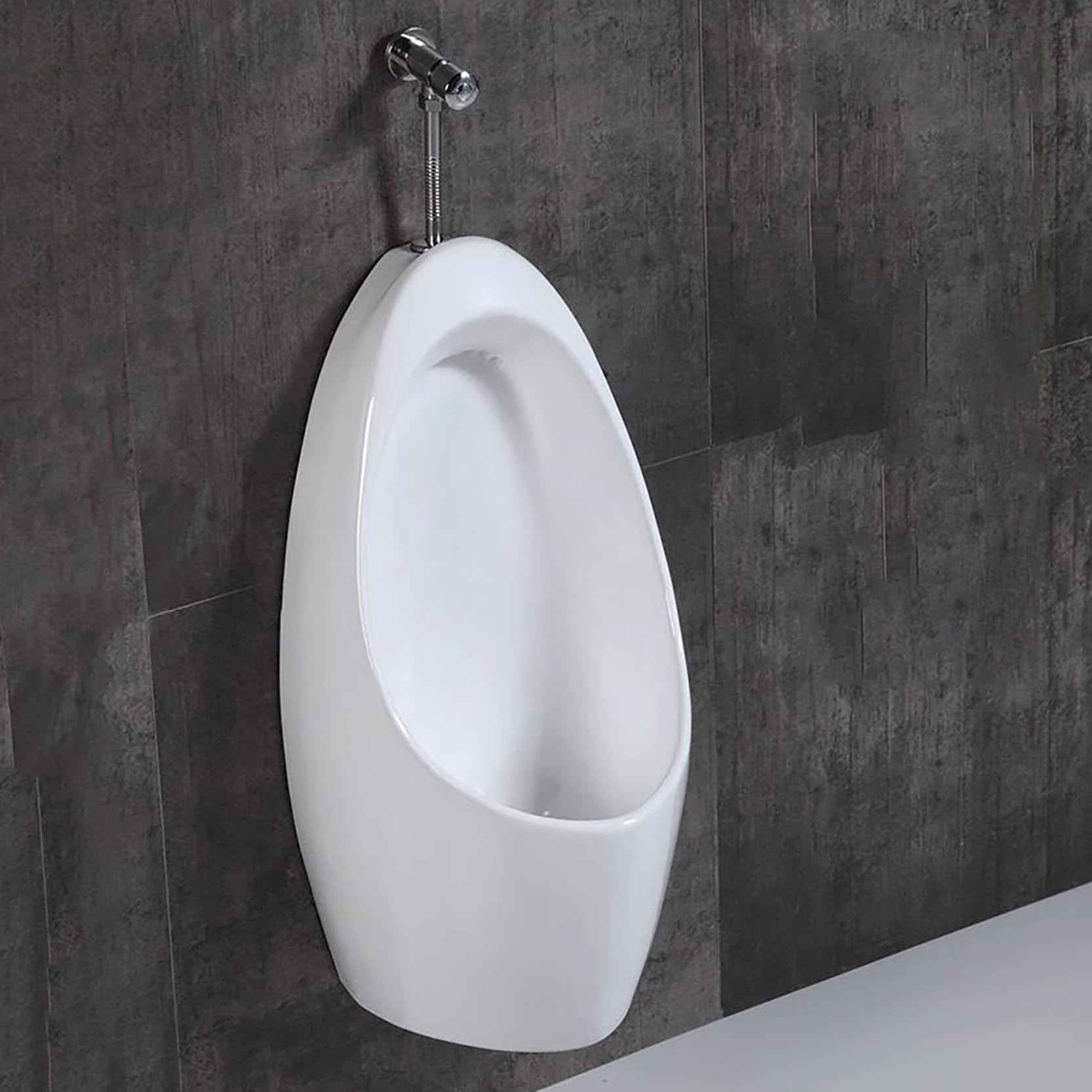 Naścienny ceramiczny pisuar dla mężczyzn, ręczny zawór spłukujący, cicha konstrukcja bez rozprysków do domowej łazienki, biura, hotelu i toalet publicznych, łatwy w instalacji
