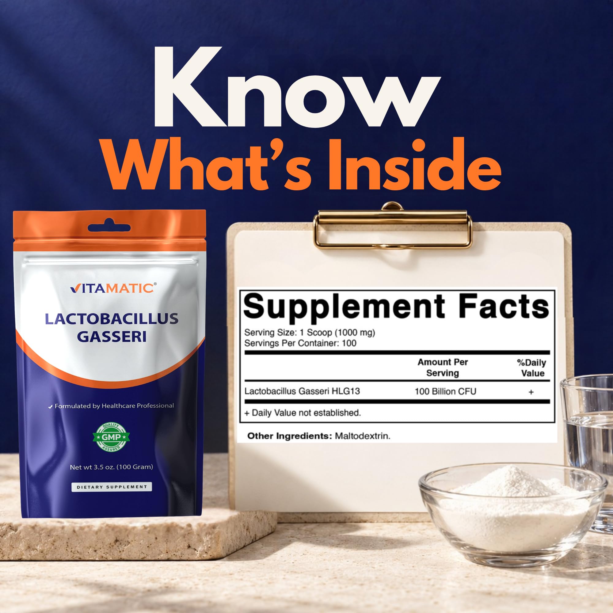 Vitamatic Lactobacillus Gasseri Probiotic Powder - Digestive Health Support - 100 Gram (3.5 OZ) - 100 Servings — Amazon image 2