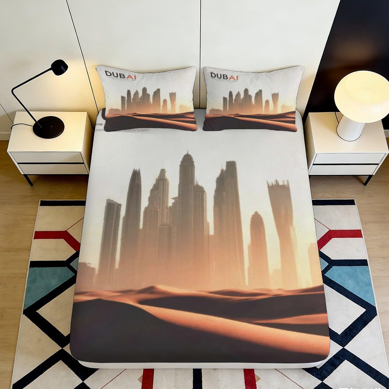 Jqzkxnhpbr Style-10 3D Printed Sunset Cityscape Fitted Sheet Microfiber Soft Urban Skyline Bed Cover For Bedroom Guest Room Decor Protection 90X200x25cm