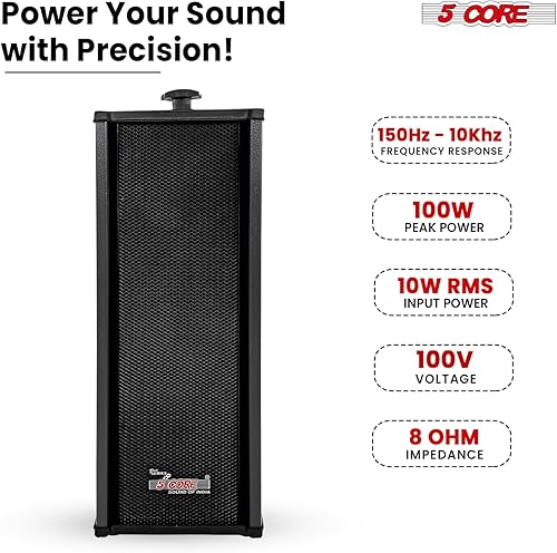 Miniatura 4 de 5 CORE Pareja de altavoces para exteriores estéreo en pared 100 W pico montaje pasivo con cable impermeable patio casa garaje interior exterior