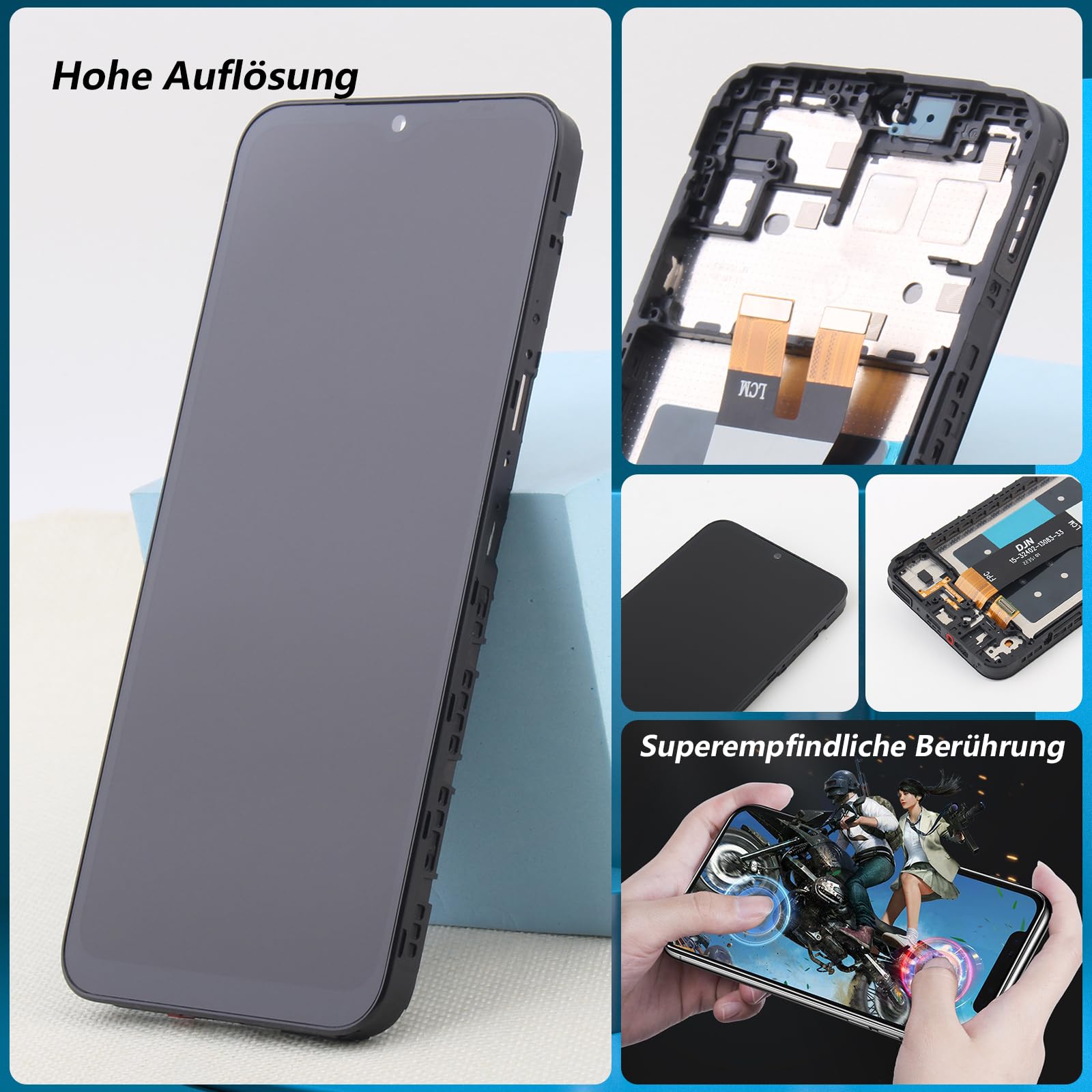 RongZy LCD Display für Samsung Galaxy A14 5G A146U A146P Touchscreen und LCD Bildschirmersatz mit Reparatur Werkzeuge Kit(Schwarz mit Rahmen)