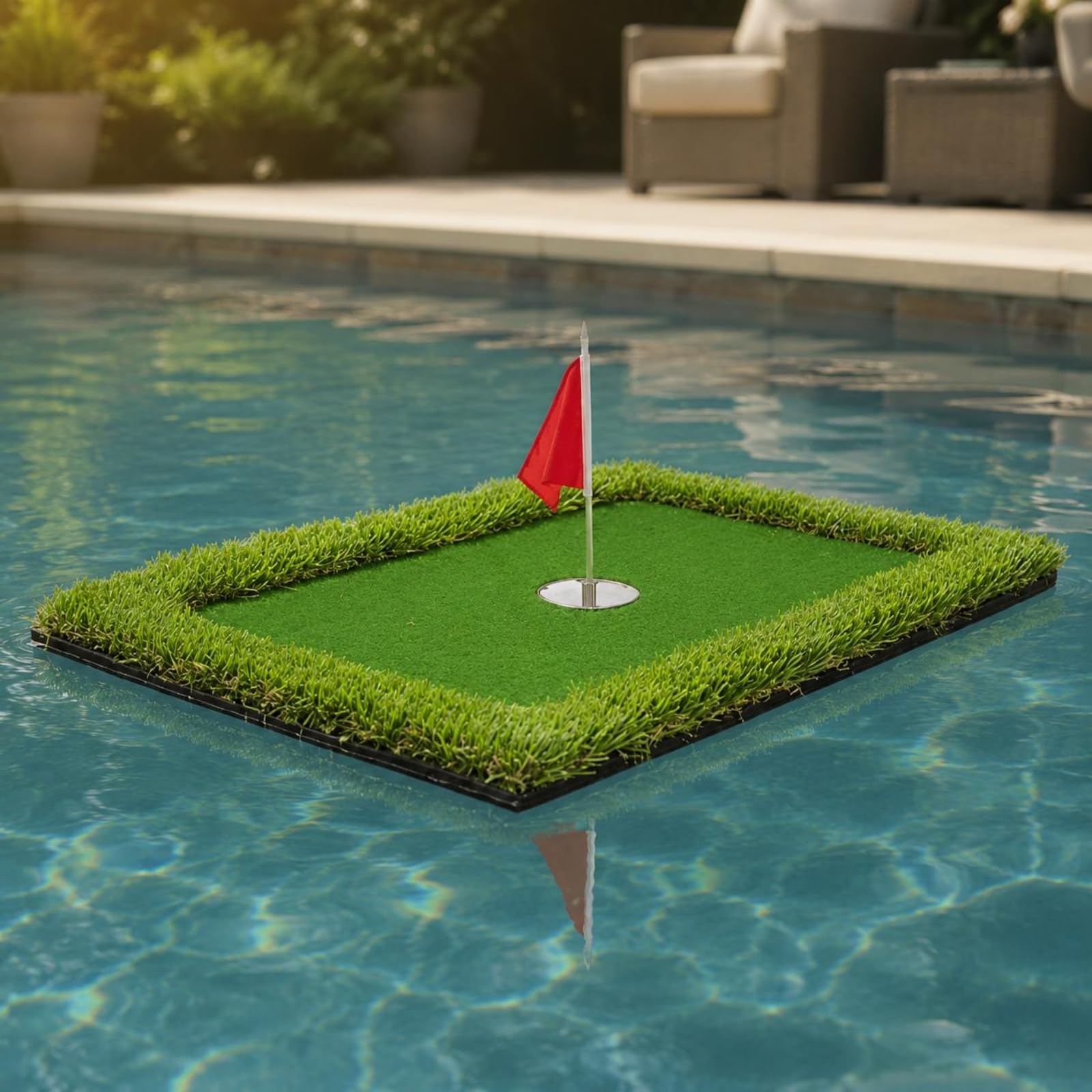 kowaku Green Galleggiante da Golf Stabile in Acqua Tappetino Golf da Piscina Resistente Ai Raggi Attrezzatura Sportiva per Esterno