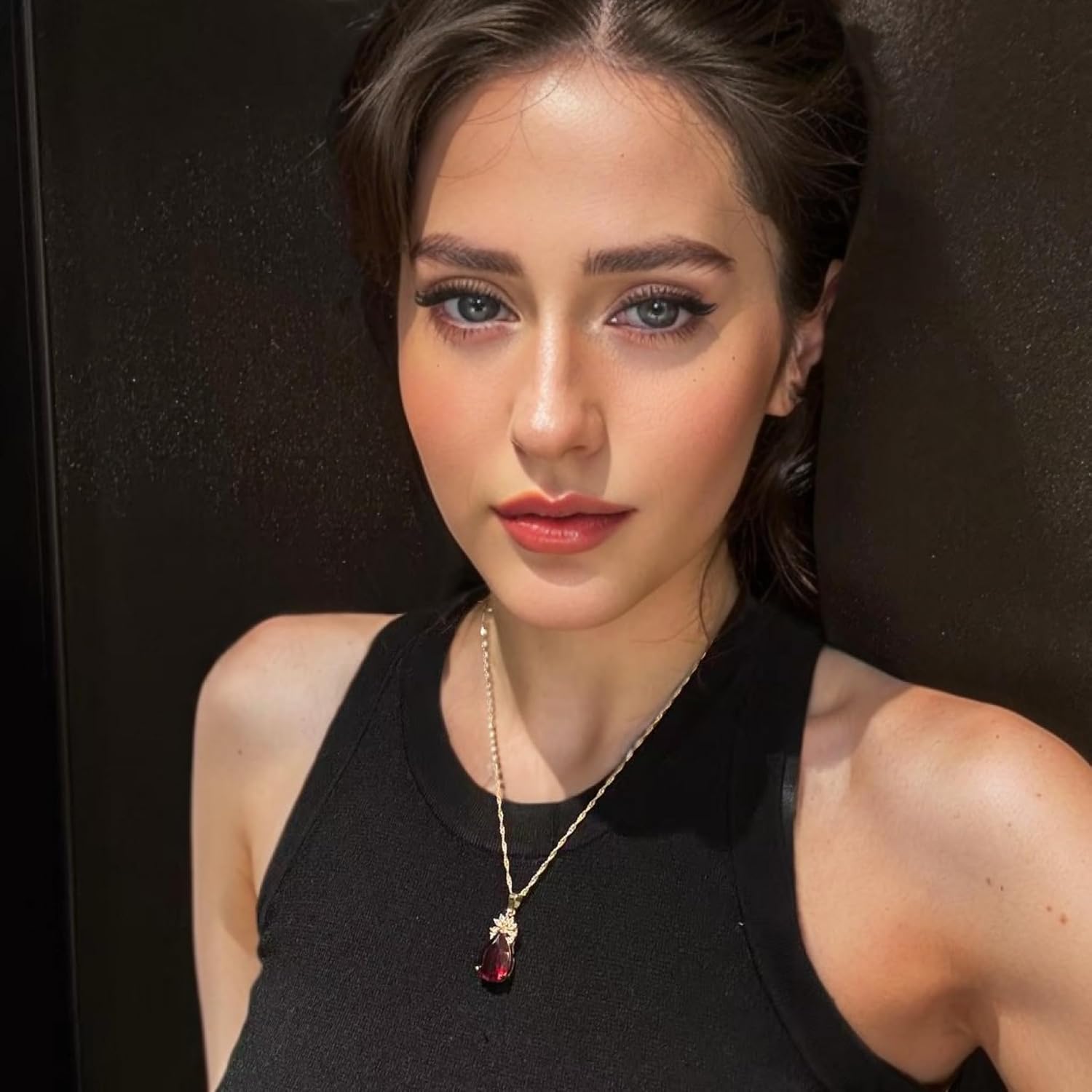 RIZILIA Pear Cut Birthstone Necklace for Women - Multi Color Options - 14K Yellow Gold Plated Pendant, 18"+2" Chain - Gift Boxed for Her, Mother Birthday - Image 5