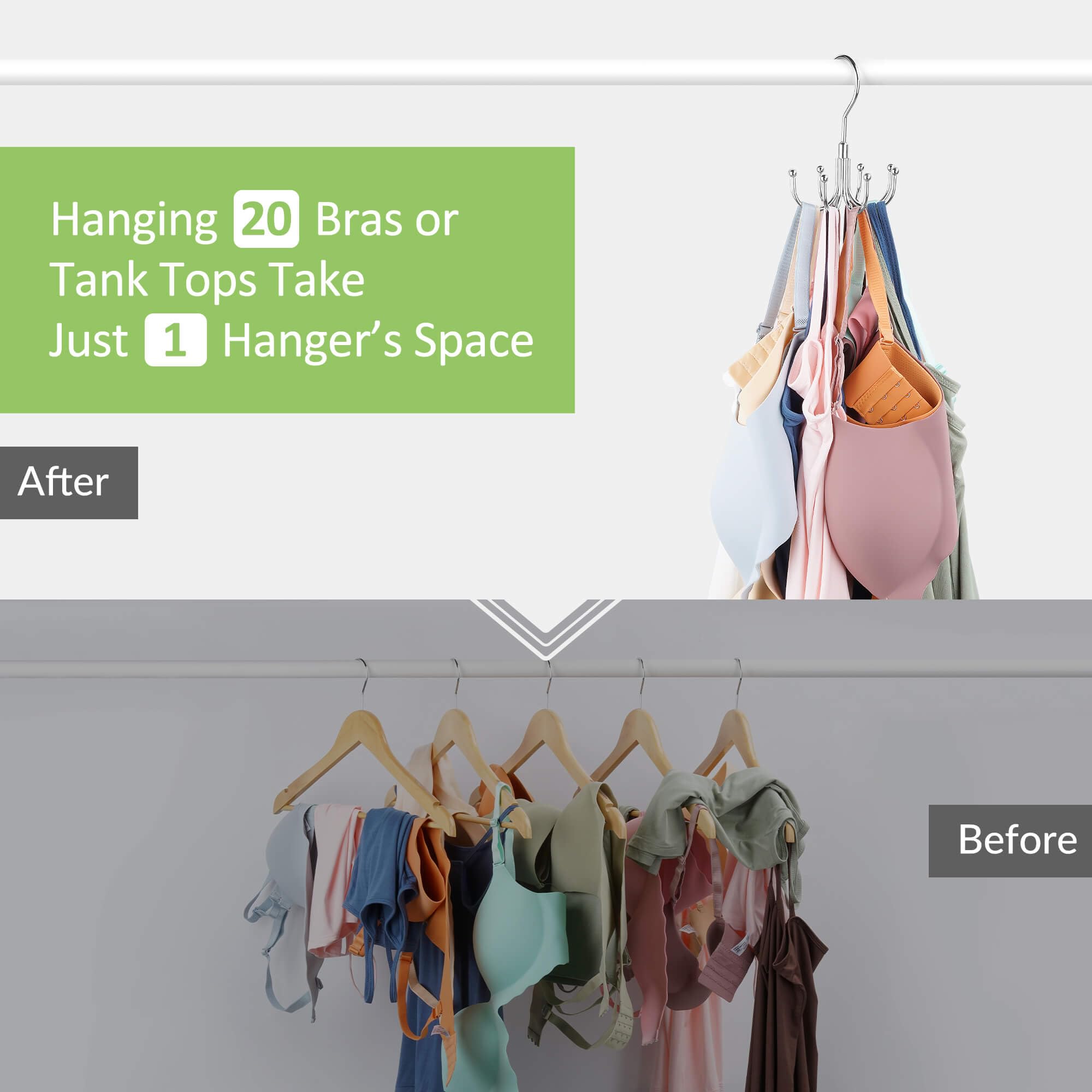 Gancio per canotta, organizer girevole per reggiseno, per