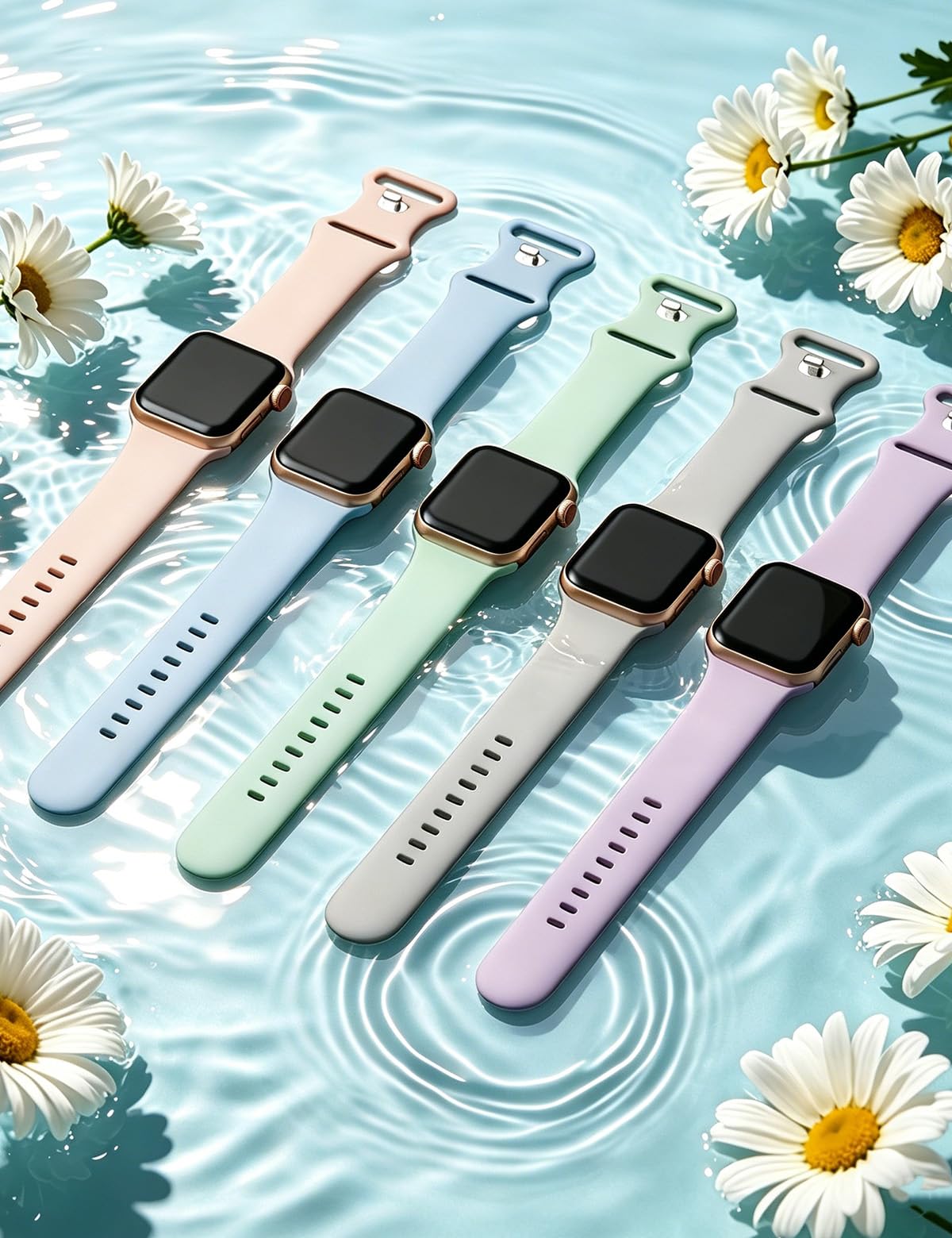 Weiche Silikonbänder, kompatibel mit Apple Watch, 40 mm, 41 mm, 38 mm, 45 mm, 44 mm, 42 mm, für Damen und Herren, wasserdicht, Sport-iWatch-Bänder, Ersatzarmband für iWatch SE Serie 9, 8, 7, 6, 5, 4,