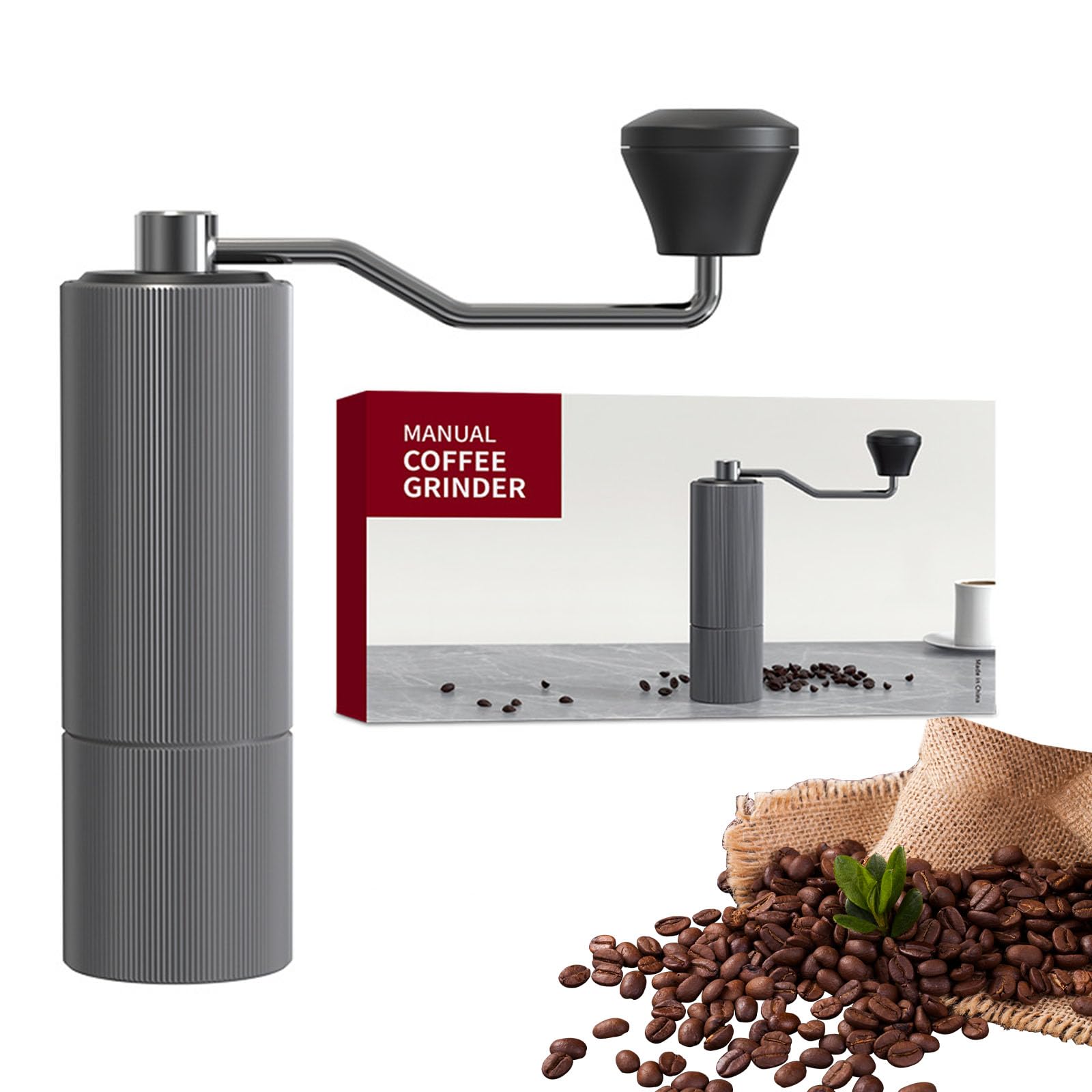 PerfiiPortable Manual Coffee Grinder with Stainless Steel Conical Burr and High-Precision Adjustable Setting for Various Brewing Methods