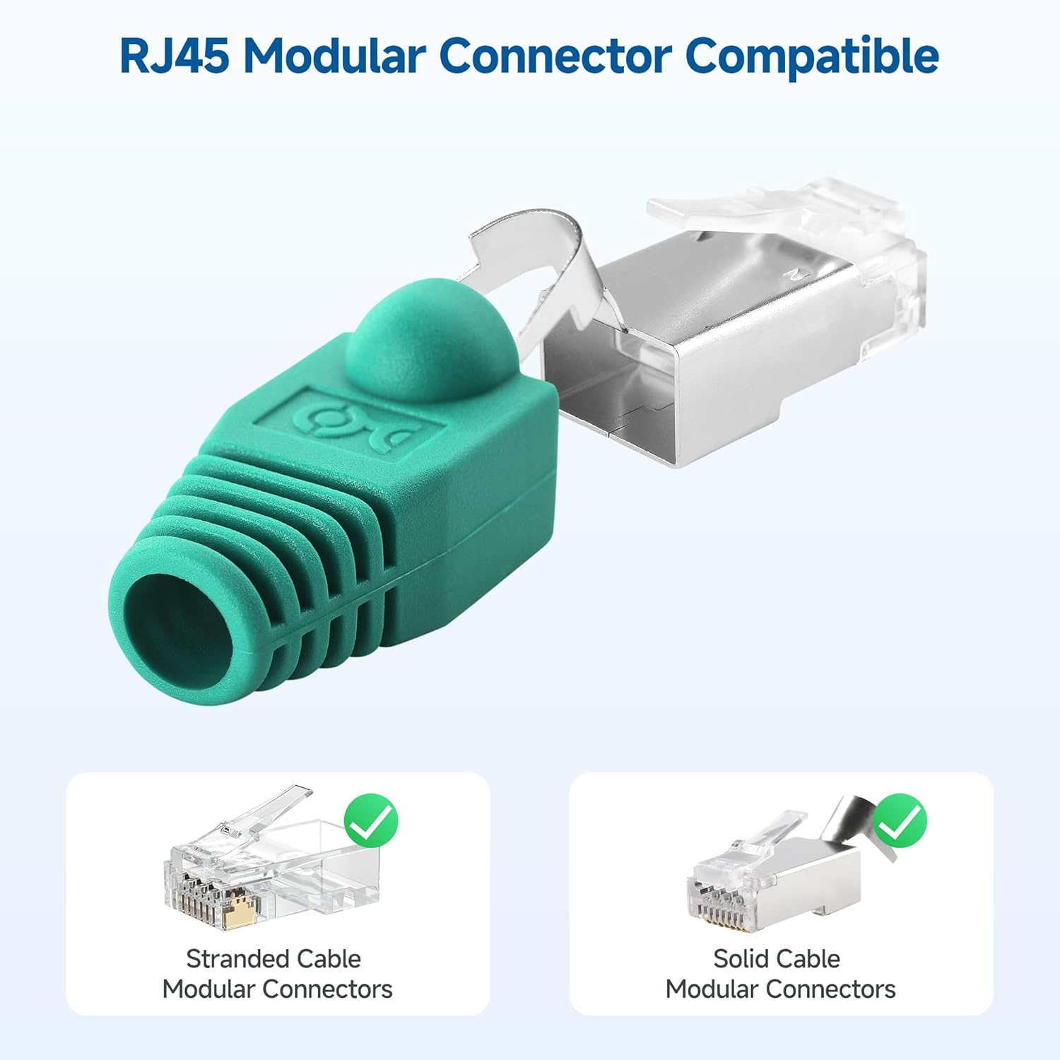 Cable Matters 100-Pack Cat 6 Pass Through RJ45 Connectors/Modular Plugs & 8-Color 200-Pack RJ45 Strain Relief Boots
