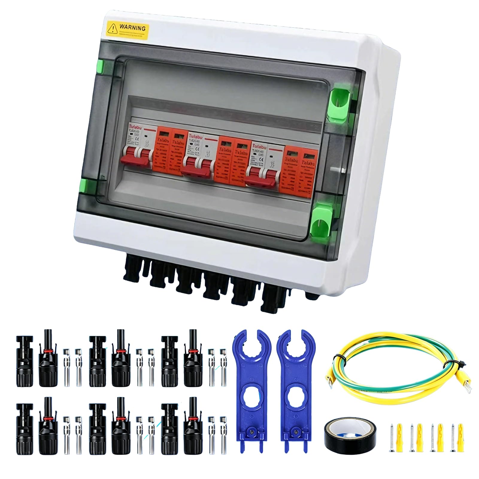 Überspannungsschutz PV DC 1000V, 40A Trennschalter mit Leitungsschutzschalter, IP65 Solar Combiner Box 3 String, Wasserdichtes Solar Spannungsschutz, Plug & Play, (3 in 3 Out)